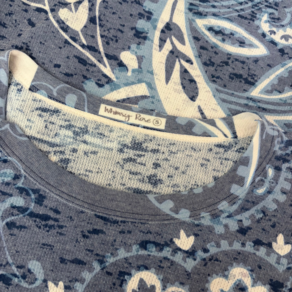 Sundance WHIMSY ROSE Blue Paisley Floral Baby Waffle Thermal Top Small USA