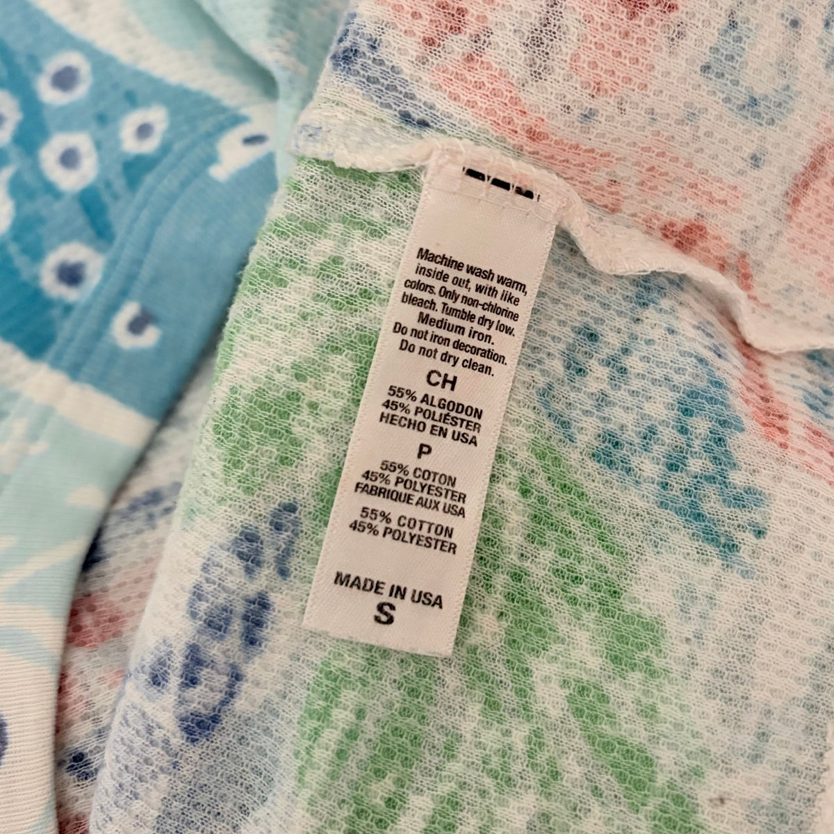 Sundance WHIMSY ROSE Aqua Coral Paisley Floral Baby Waffle Thermal Top Small USA