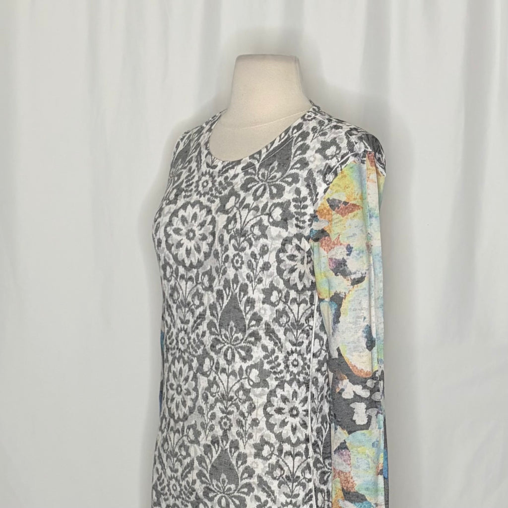 Sundance WHIMSY ROSE Gray Floral Mixed Print Thermal Top Small Made in USA