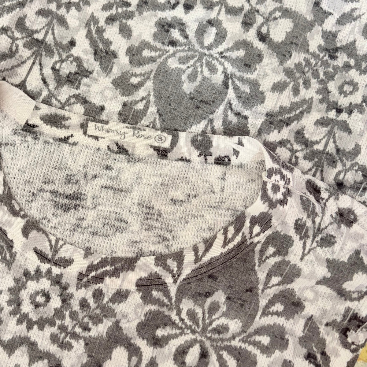 Sundance WHIMSY ROSE Gray Floral Mixed Print Thermal Top Small Made in USA