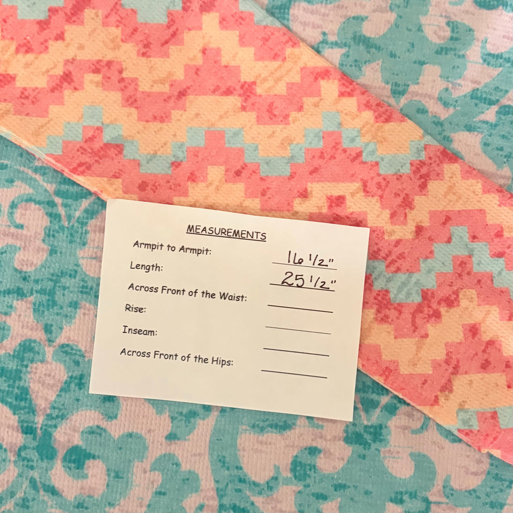 Sundance WHIMSY ROSE Aqua Pink Mixed Print Chevron Thermal Top Small Made in USA