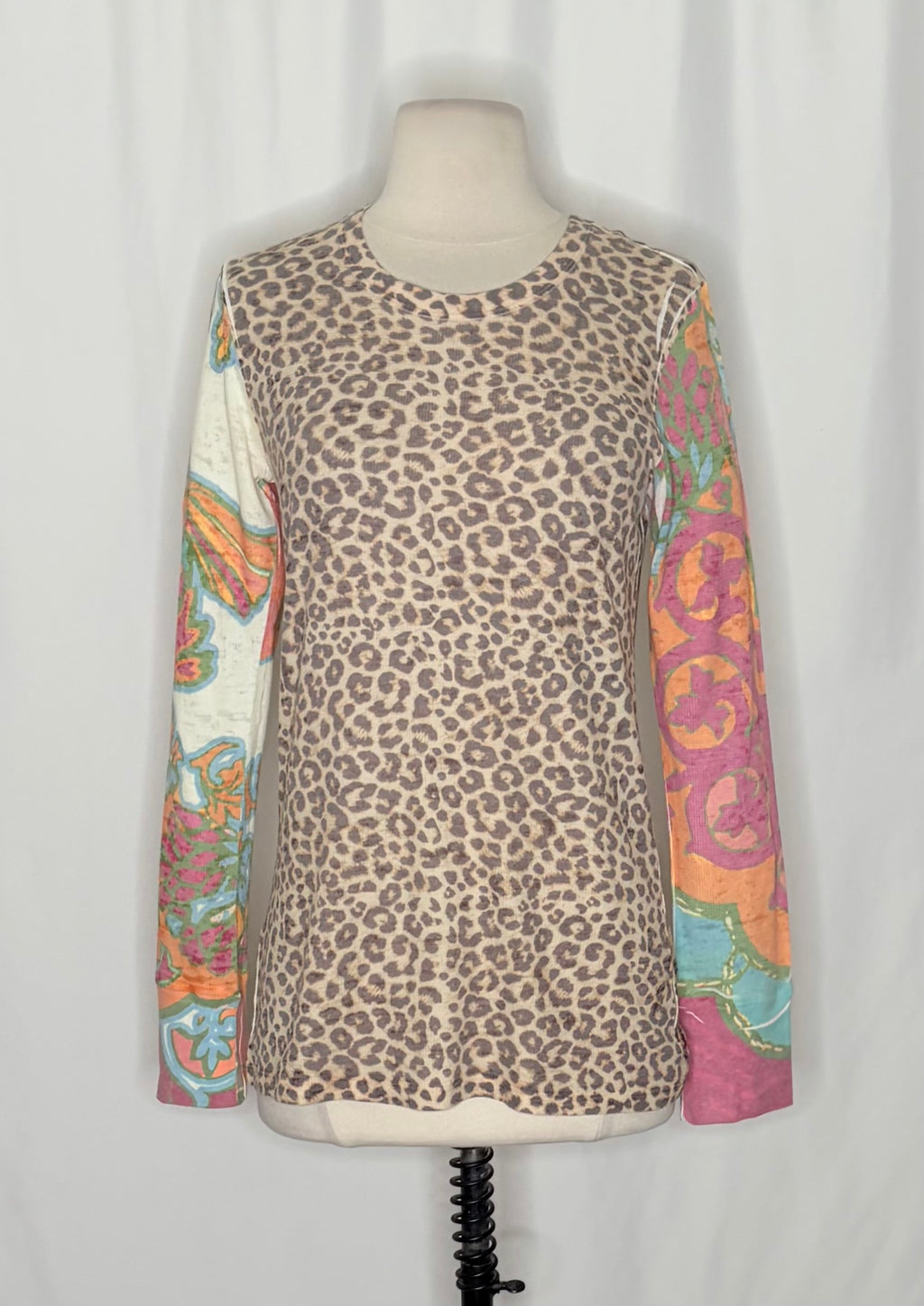 Sundance WHIMSY ROSE Leopard Mixed Print Thermal Top Small Animal Made in USA