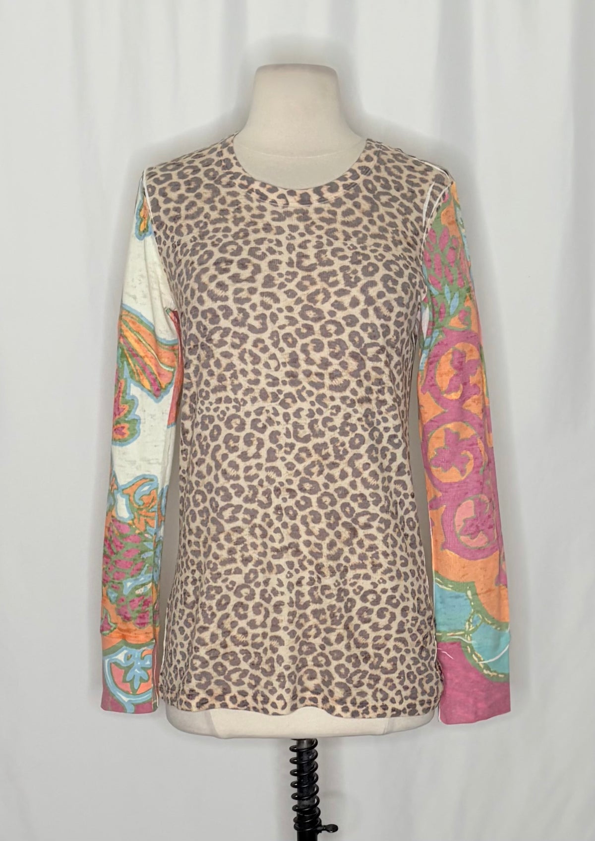 Sundance WHIMSY ROSE Leopard Mixed Print Thermal Top Small Animal Made in USA