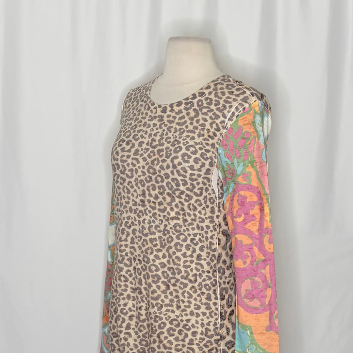 Sundance WHIMSY ROSE Leopard Mixed Print Thermal Top Small Animal Made in USA