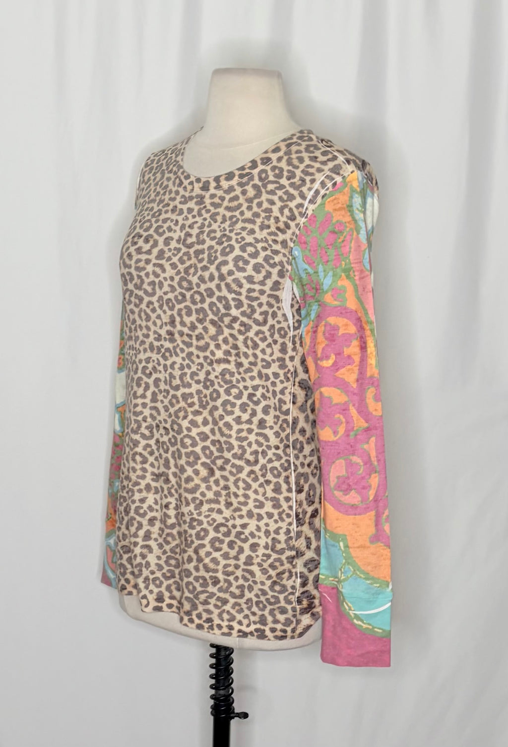 Sundance WHIMSY ROSE Leopard Mixed Print Thermal Top Small Animal Made in USA