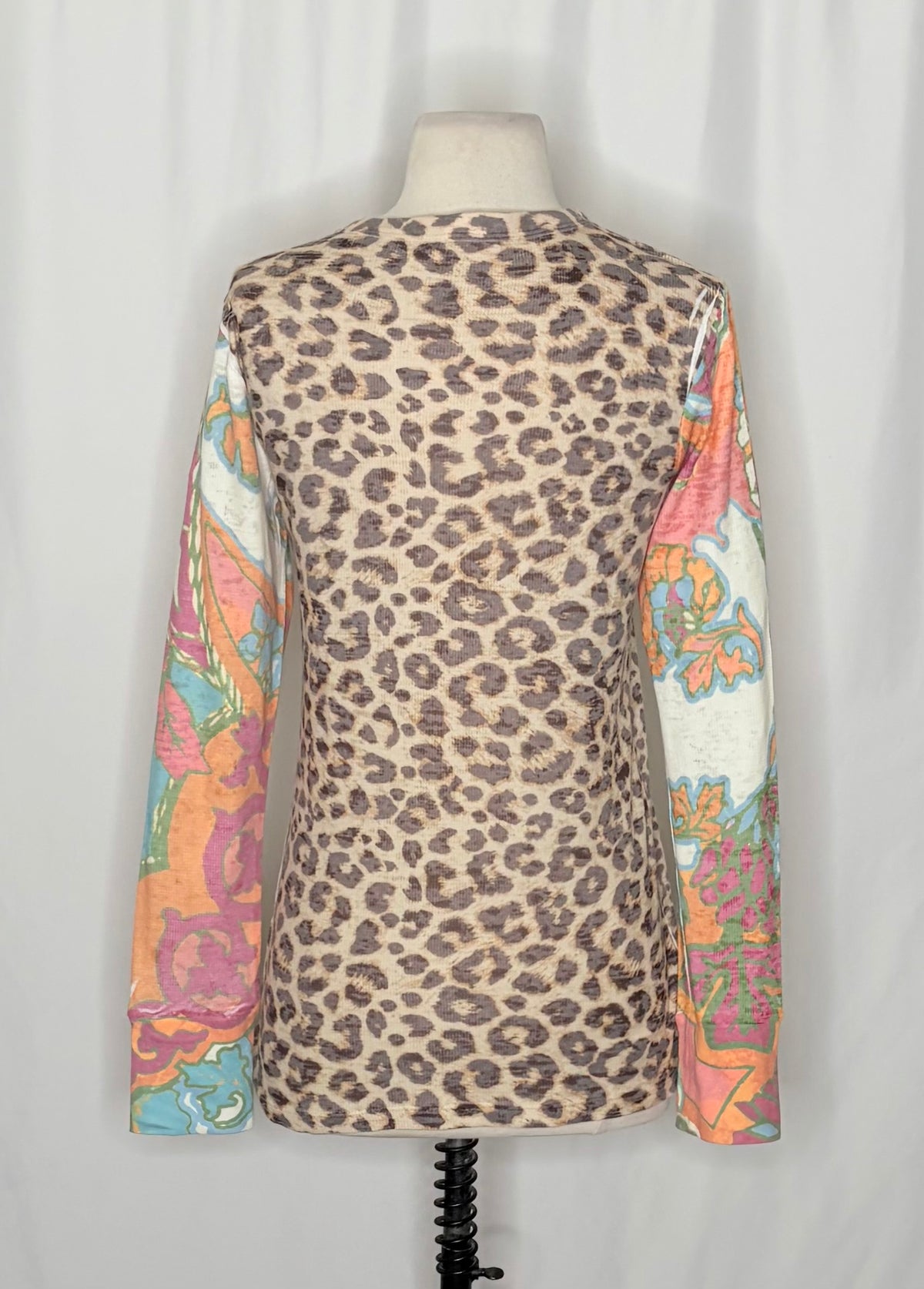Sundance WHIMSY ROSE Leopard Mixed Print Thermal Top Small Animal Made in USA