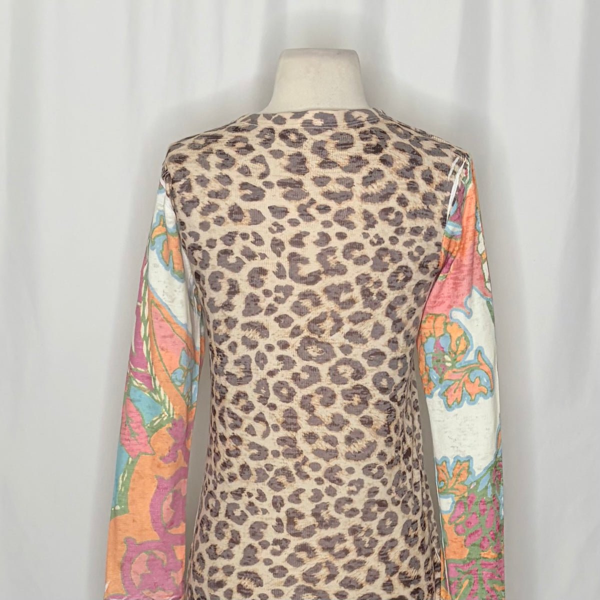 Sundance WHIMSY ROSE Leopard Mixed Print Thermal Top Small Animal Made in USA