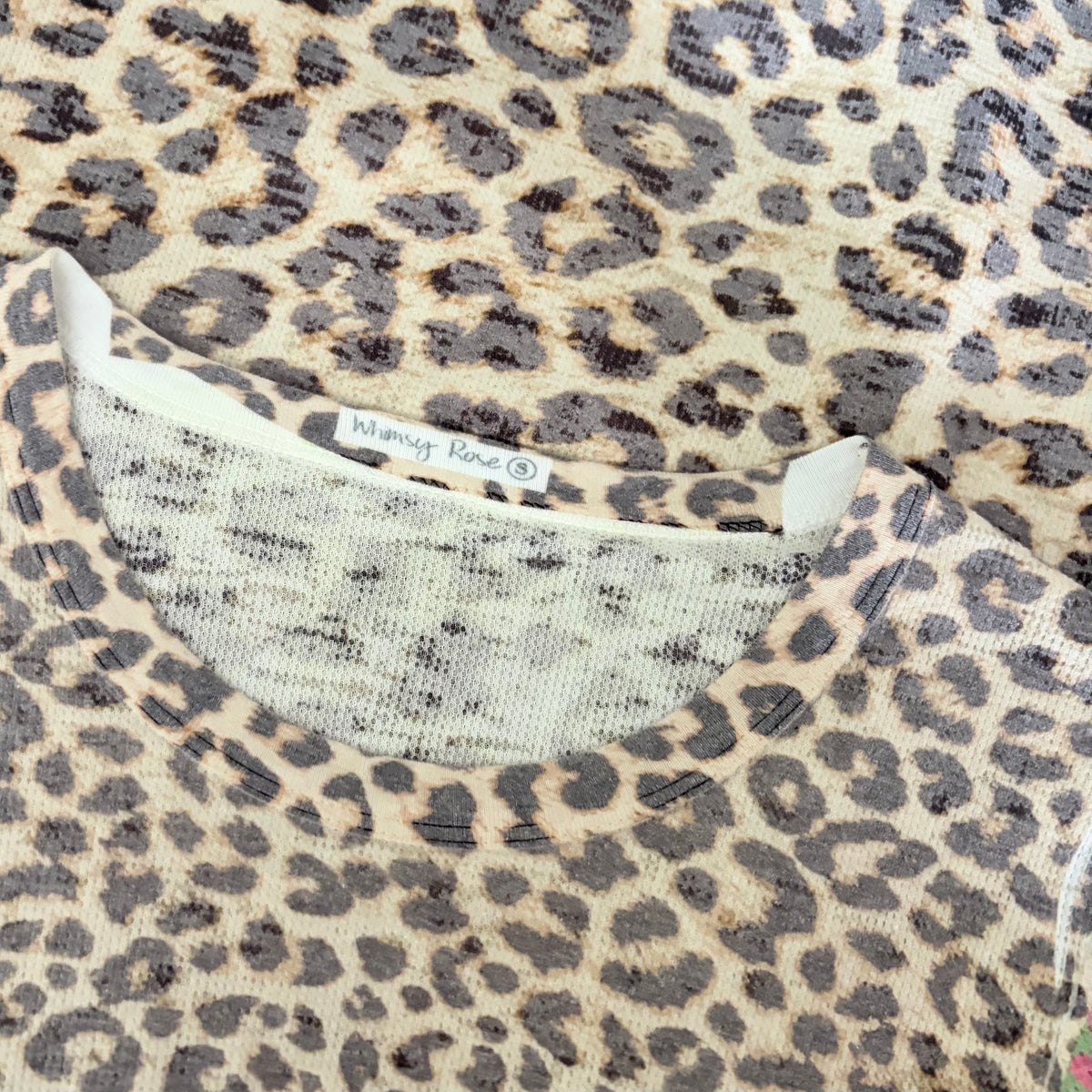 Sundance WHIMSY ROSE Leopard Mixed Print Thermal Top Small Animal Made in USA