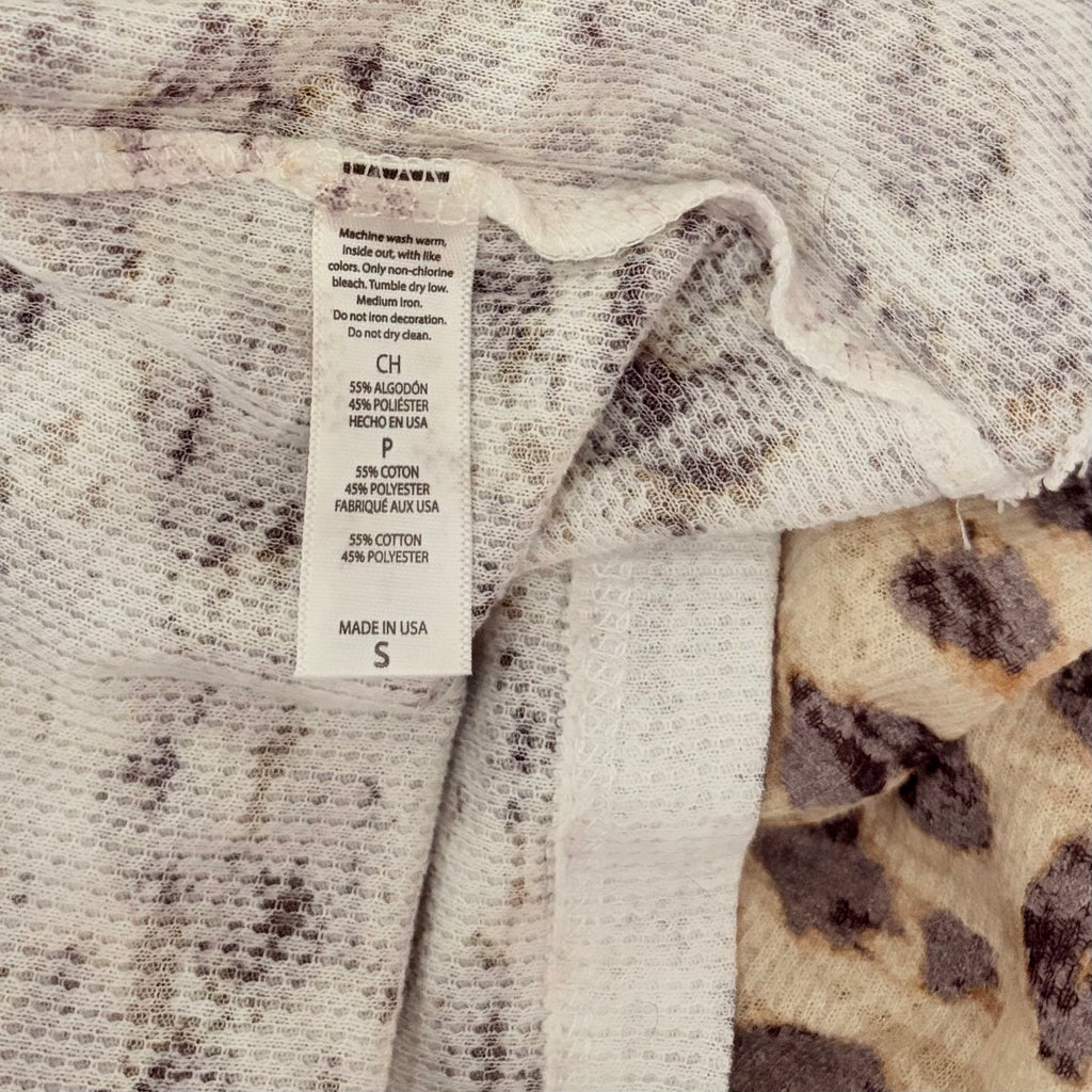 Sundance WHIMSY ROSE Leopard Mixed Print Thermal Top Small Animal Made in USA