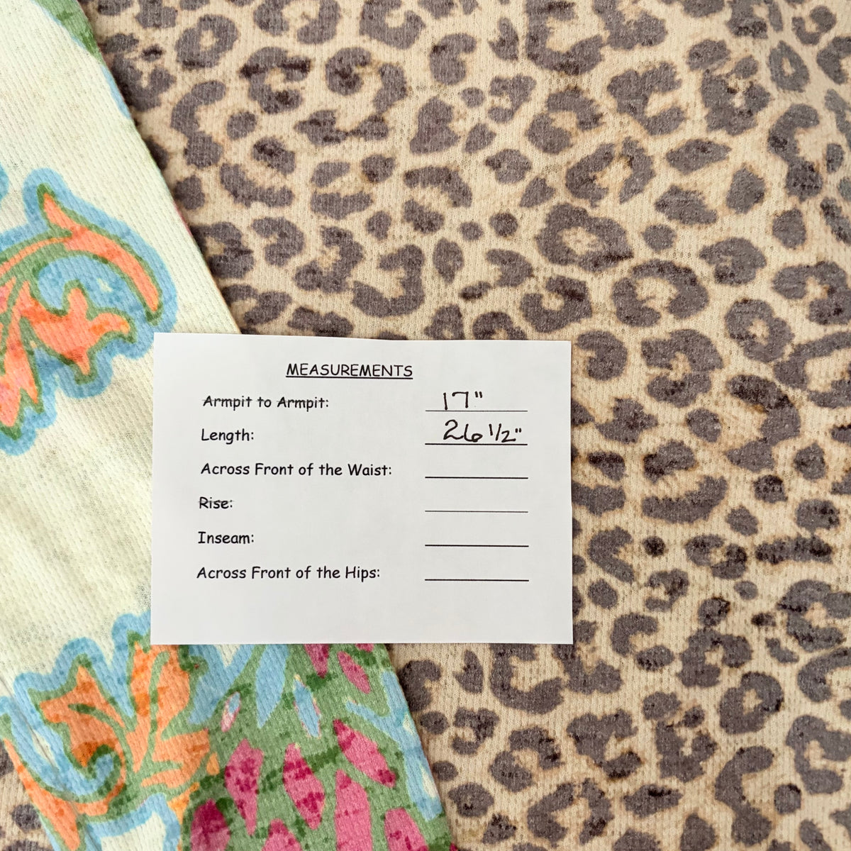 Sundance WHIMSY ROSE Leopard Mixed Print Thermal Top Small Animal Made in USA