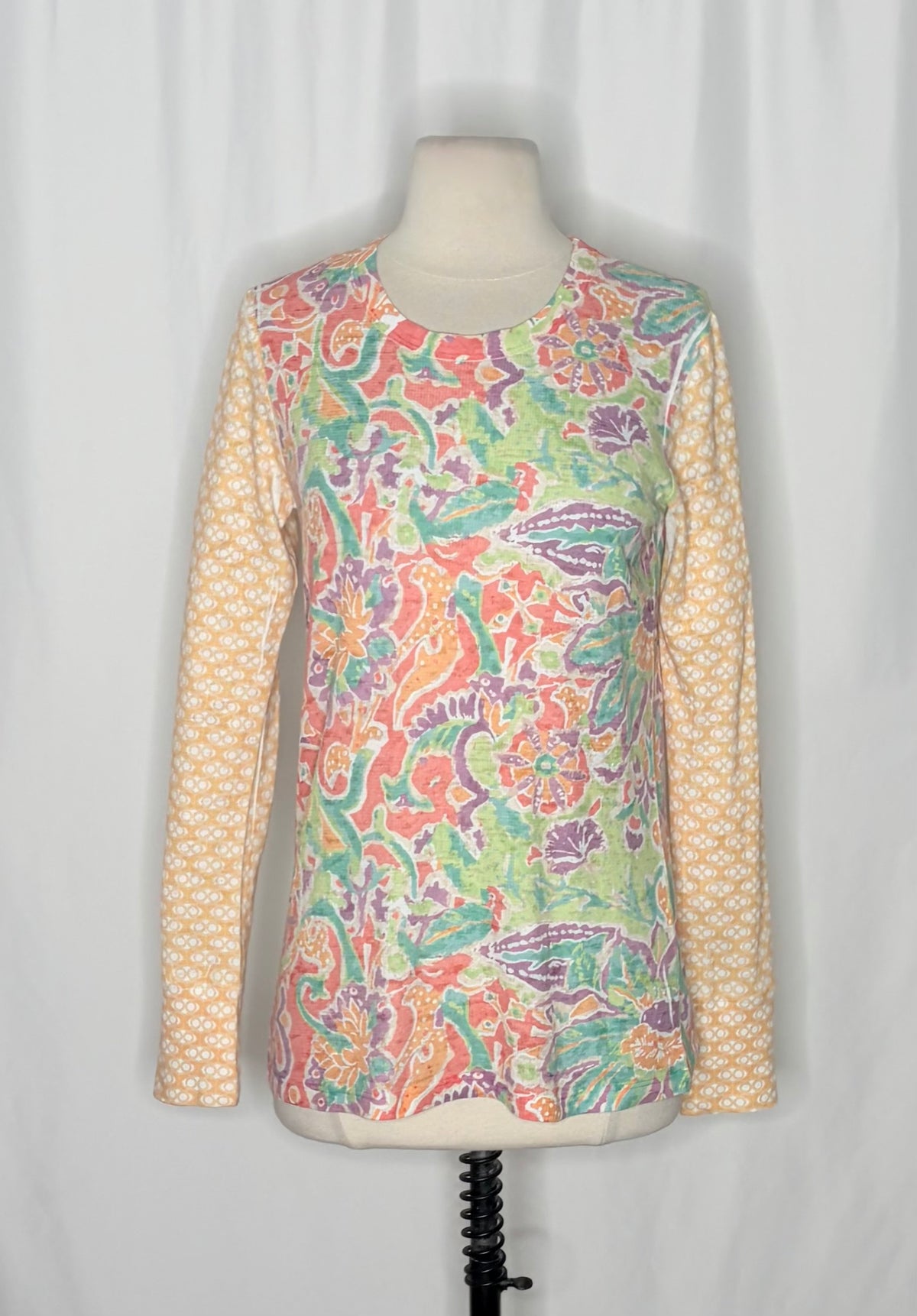 Sundance WHIMSY ROSE Floral Mixed Print Thermal Top Shirt Small Made in USA