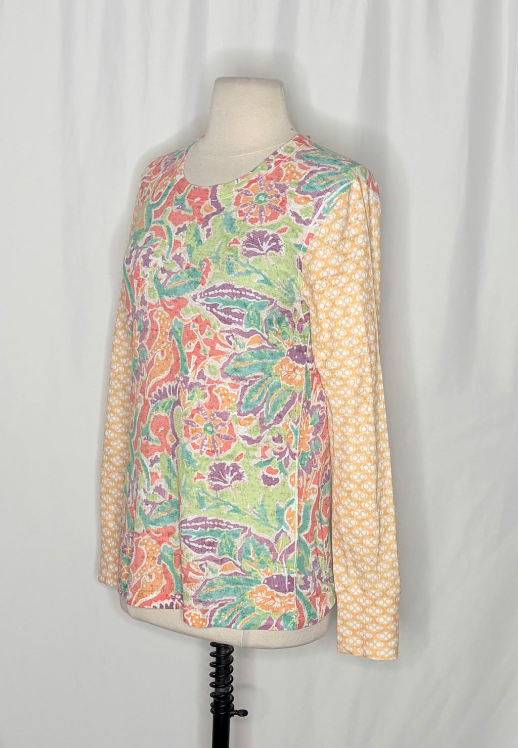 Sundance WHIMSY ROSE Floral Mixed Print Thermal Top Shirt Small Made in USA