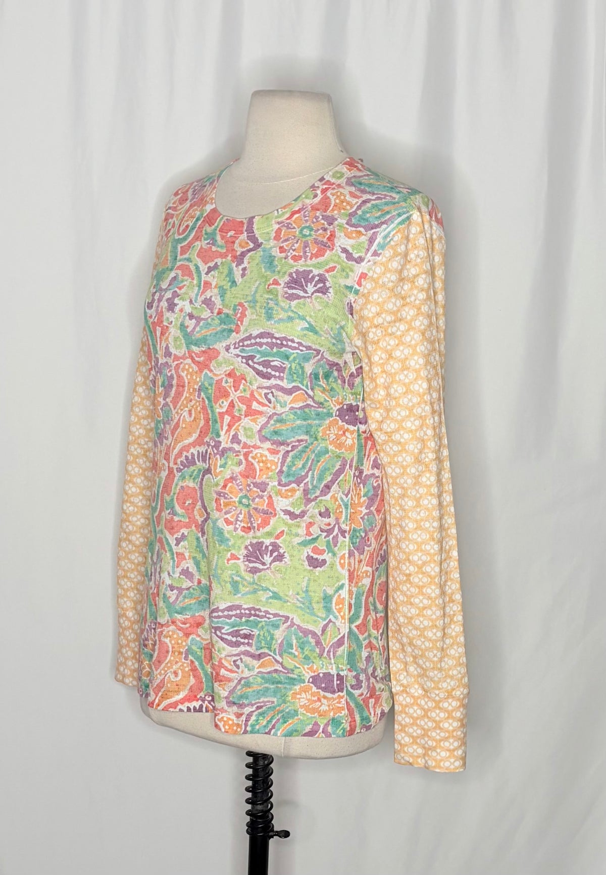 Sundance WHIMSY ROSE Floral Mixed Print Thermal Top Shirt Small Made in USA