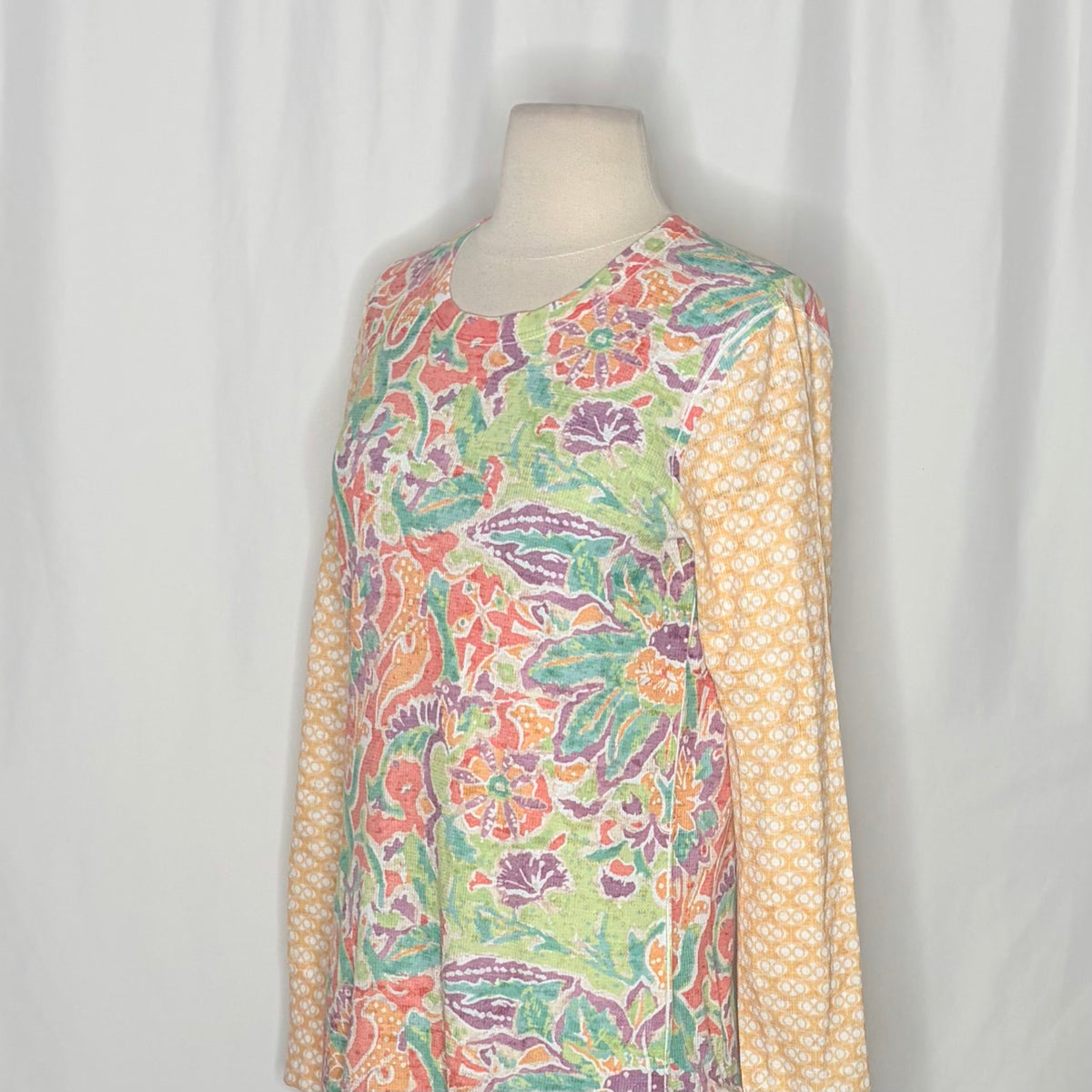 Sundance WHIMSY ROSE Floral Mixed Print Thermal Top Shirt Small Made in USA