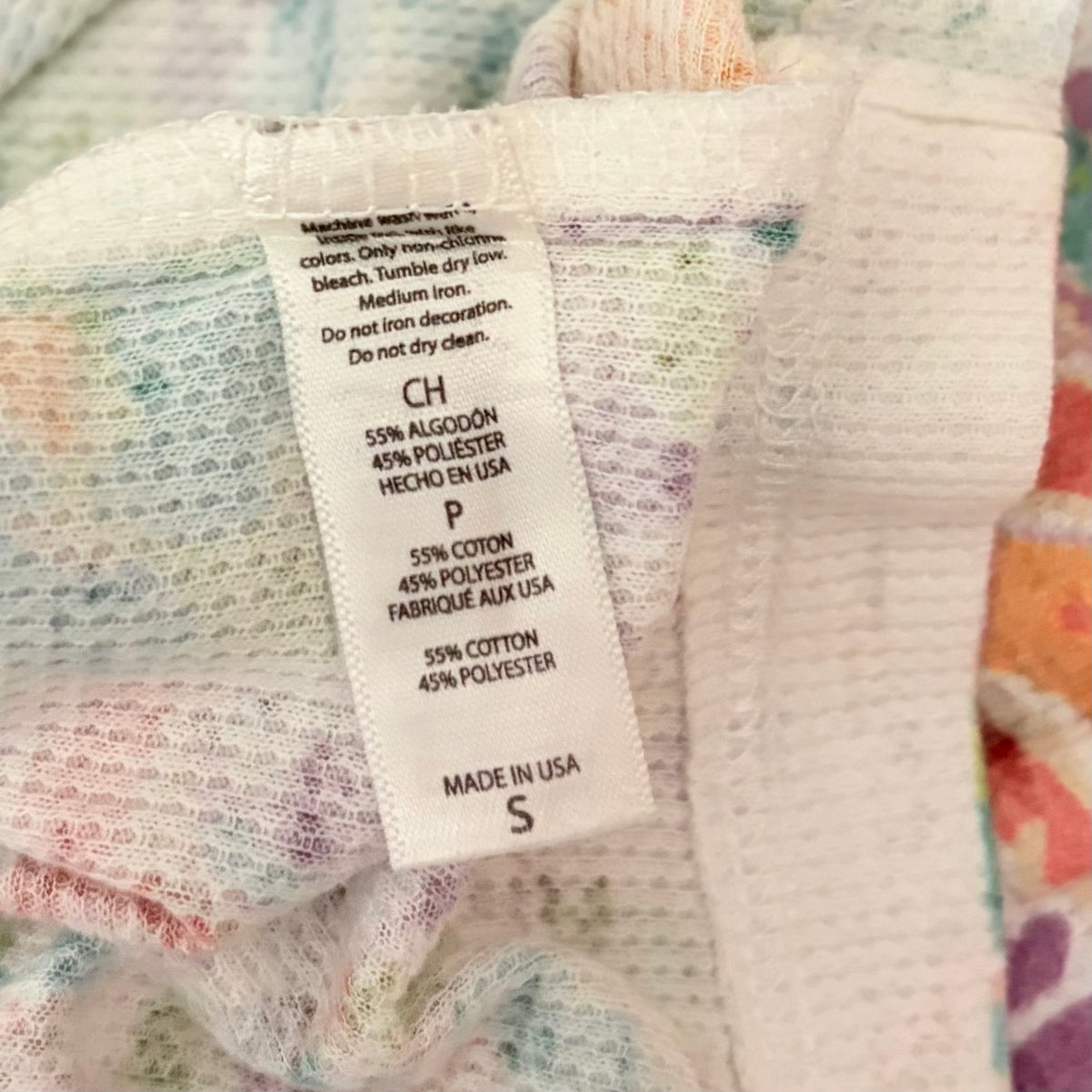 Sundance WHIMSY ROSE Floral Mixed Print Thermal Top Shirt Small Made in USA