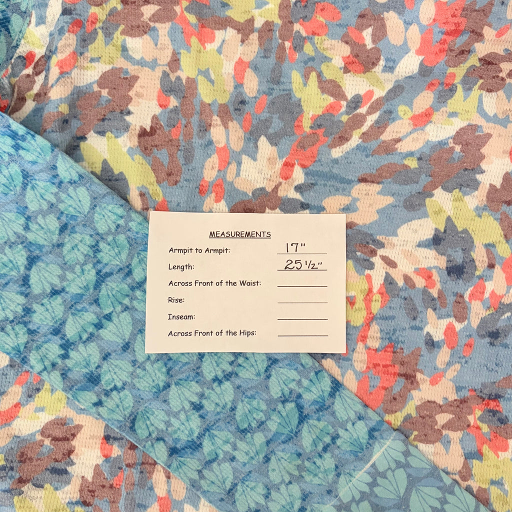 Sundance WHIMSY ROSE Blue Abstract Floral Mixed Print Thermal Top Small Made USA