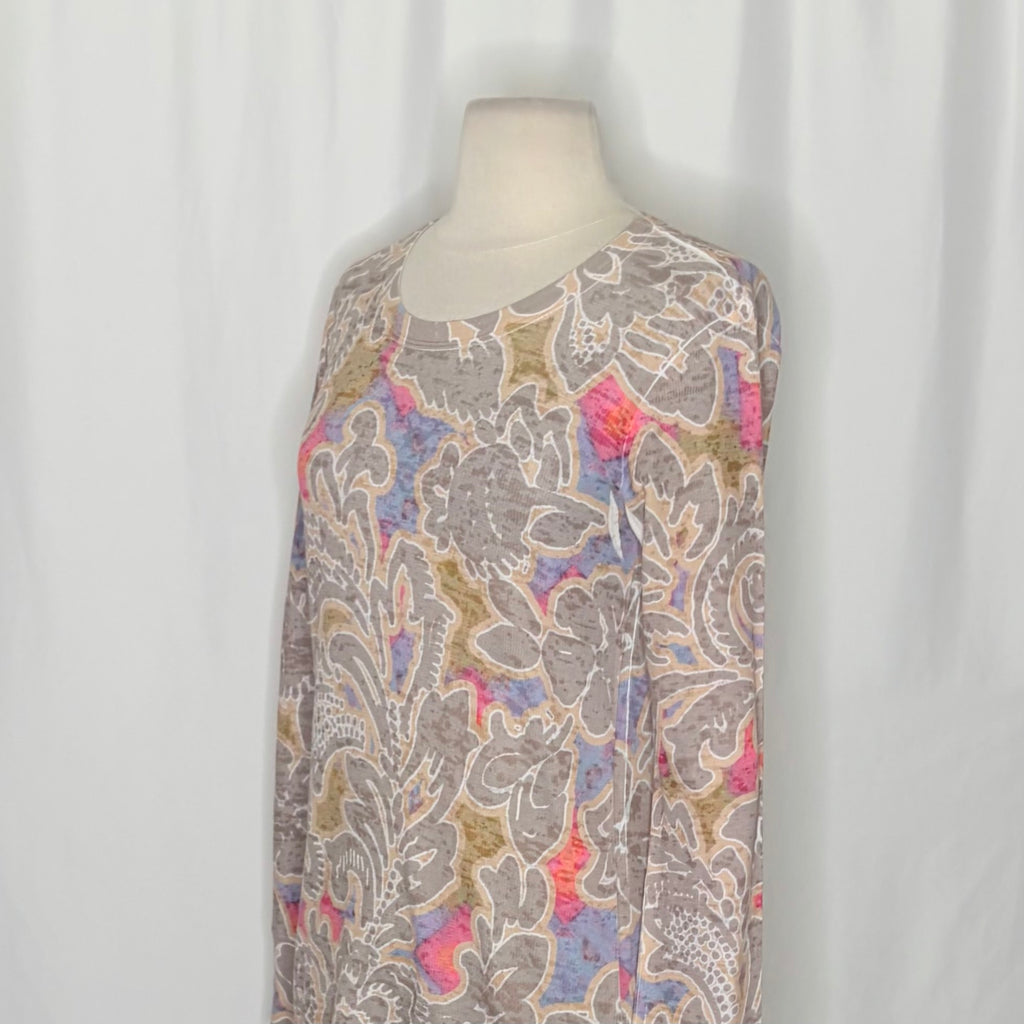 Sundance WHIMSY ROSE Taupe Floral Thermal Top Boho Bohemian Small Made in USA