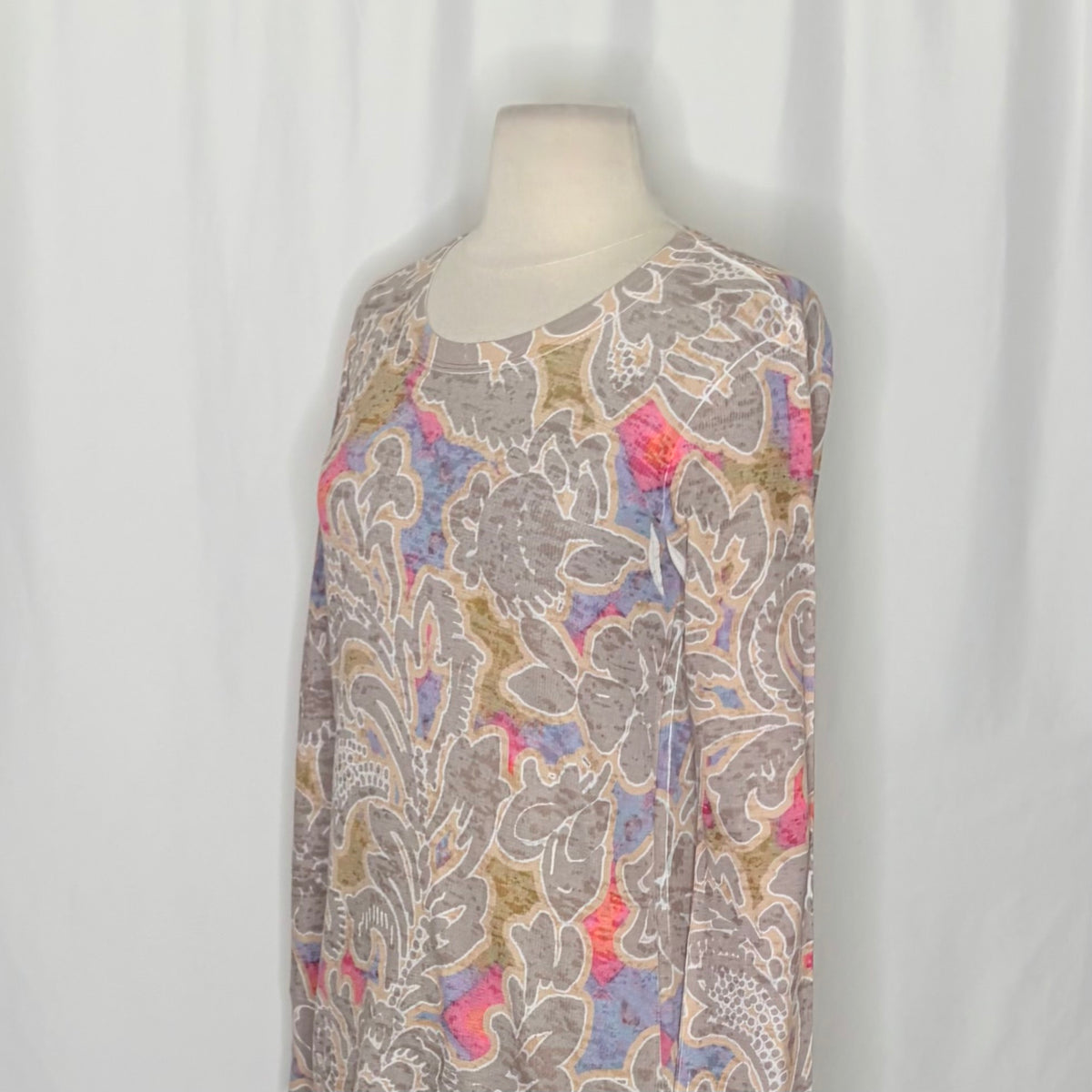 Sundance WHIMSY ROSE Taupe Floral Thermal Top Boho Bohemian Small Made in USA