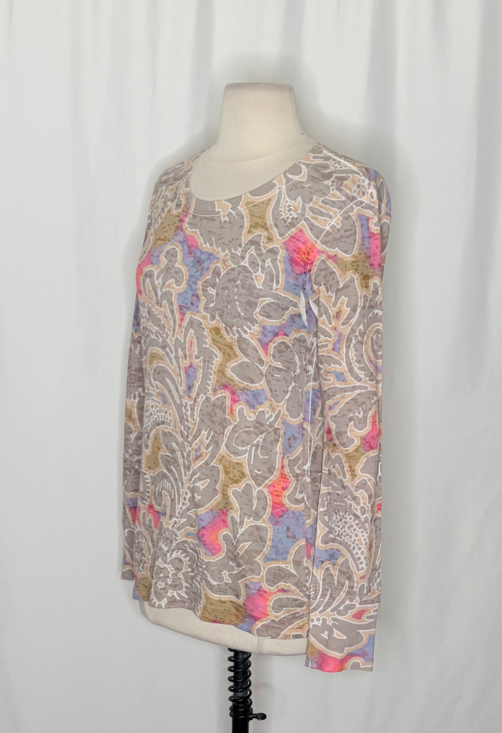 Sundance WHIMSY ROSE Taupe Floral Thermal Top Boho Bohemian Small Made in USA