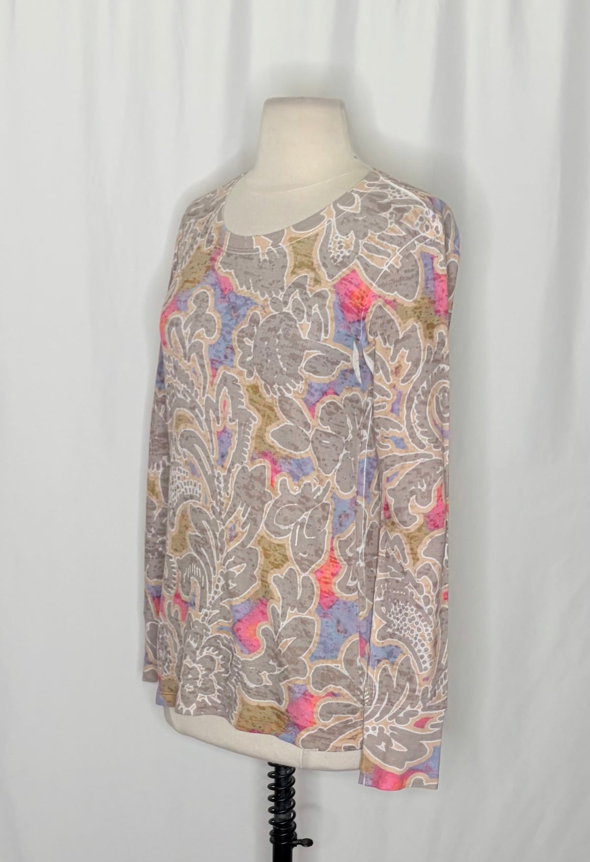 Sundance WHIMSY ROSE Taupe Floral Thermal Top Boho Bohemian Small Made in USA