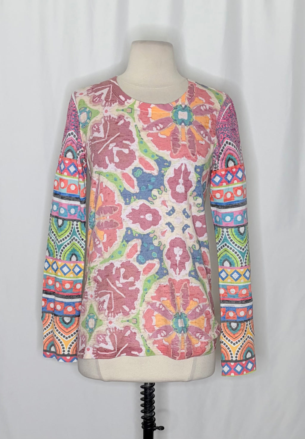 Sundance BEFORE + AGAIN Boho Floral Mixed Print Thermal Top Small Made in USA