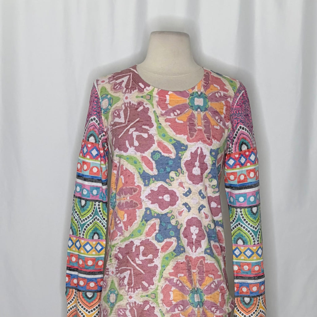 Sundance BEFORE + AGAIN Boho Floral Mixed Print Thermal Top Small Made in USA