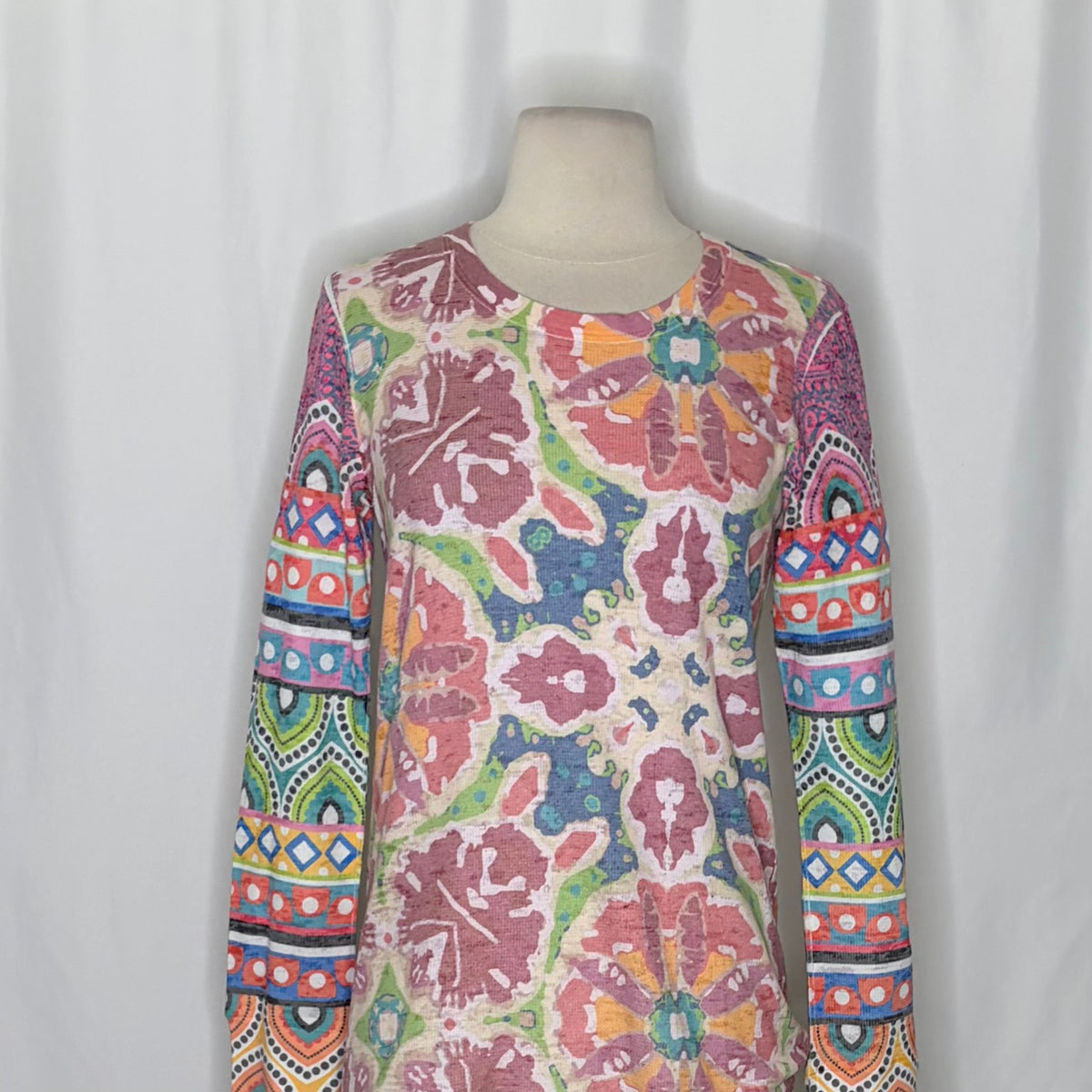 Sundance BEFORE + AGAIN Boho Floral Mixed Print Thermal Top Small Made in USA