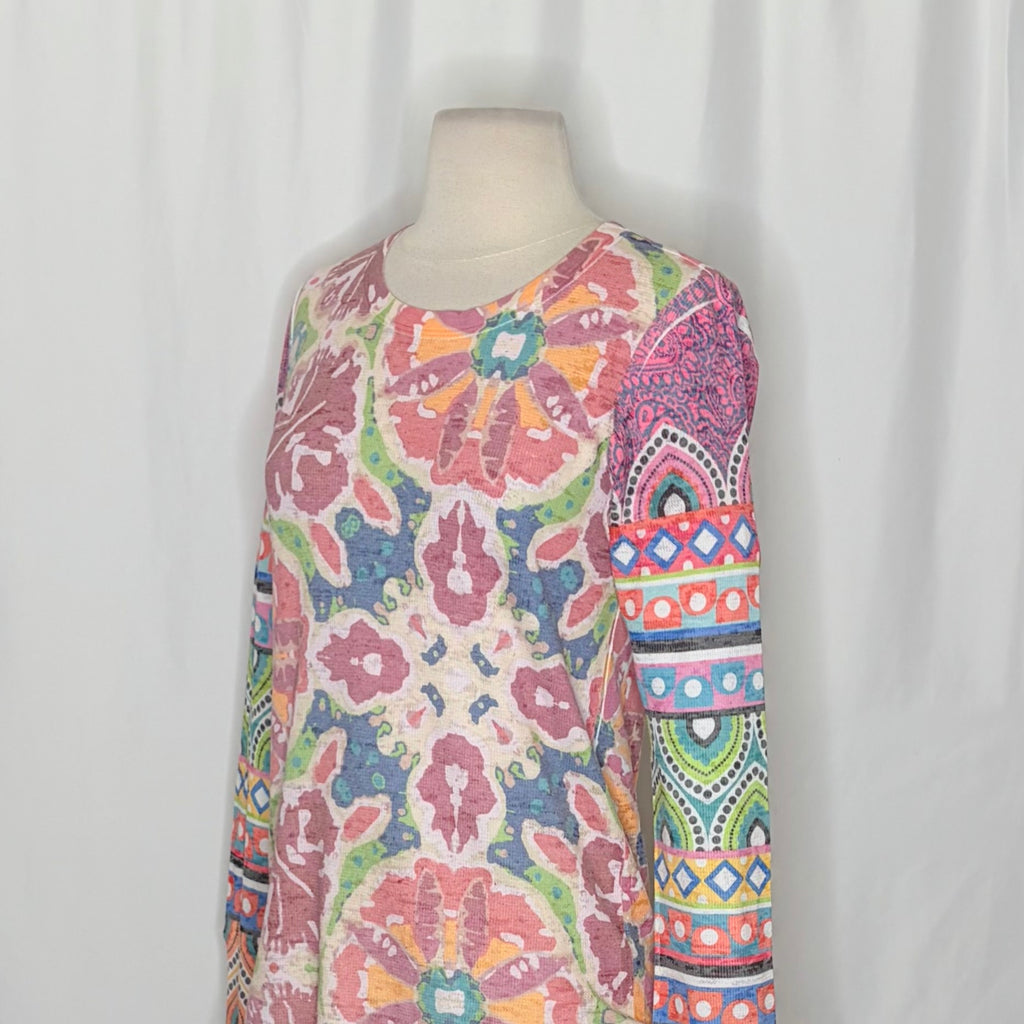 Sundance BEFORE + AGAIN Boho Floral Mixed Print Thermal Top Small Made in USA
