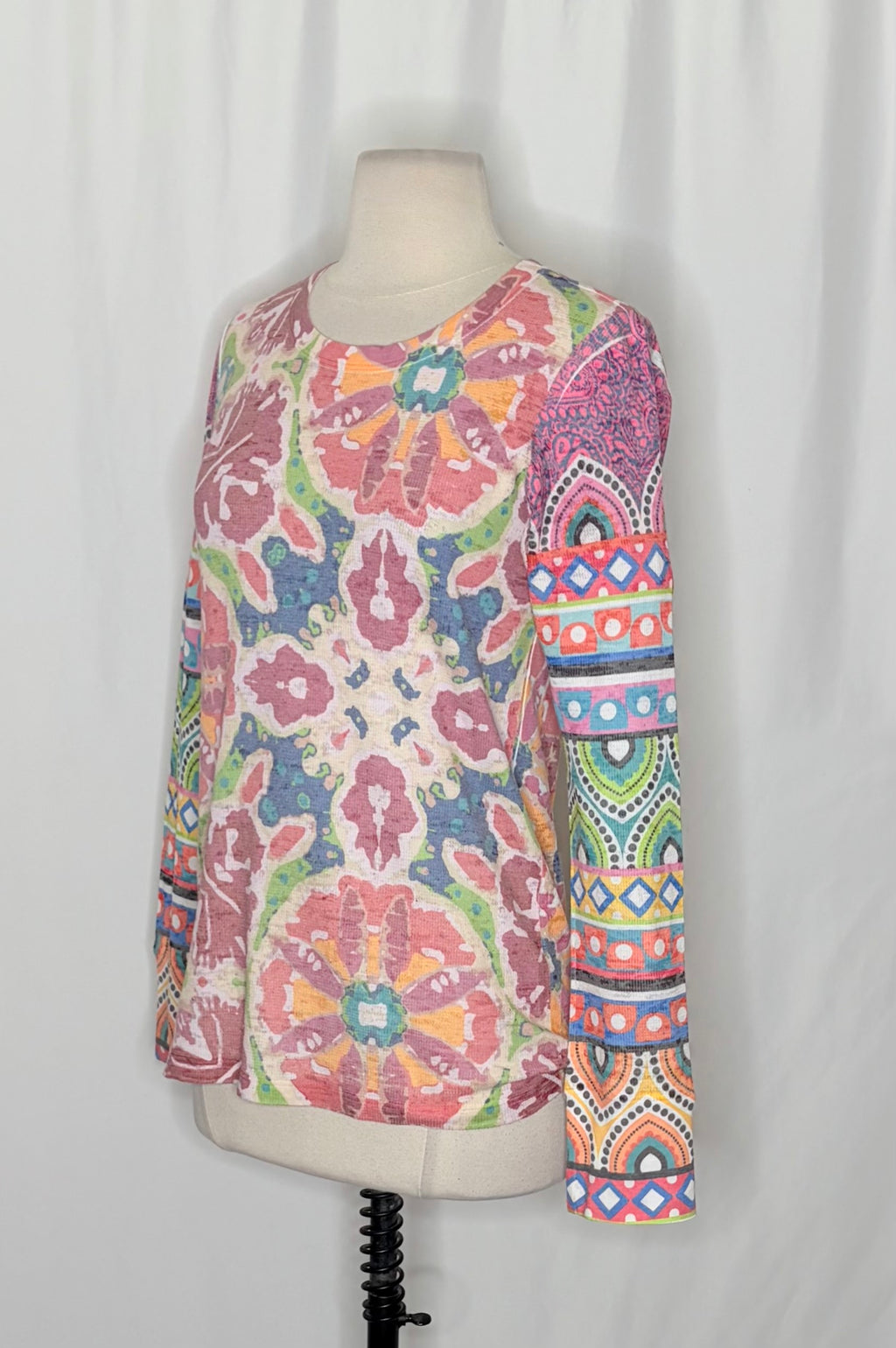 Sundance BEFORE + AGAIN Boho Floral Mixed Print Thermal Top Small Made in USA