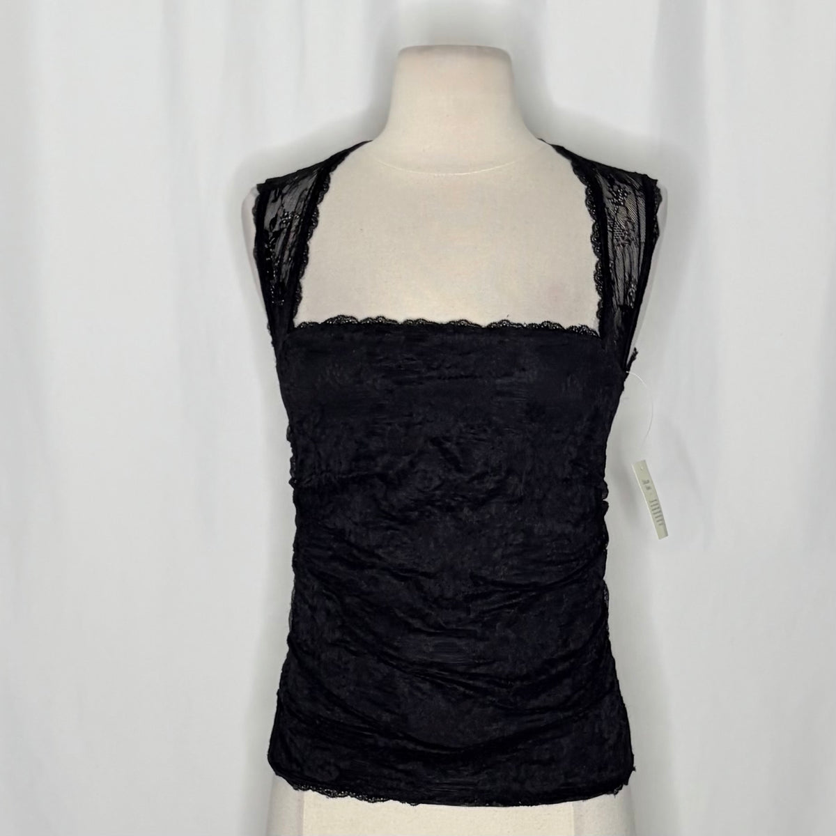 NWT!! ABERCROMBIE & FITCH Black Lace Ruched Sleeveless Top Small Whimsigoth Y2K