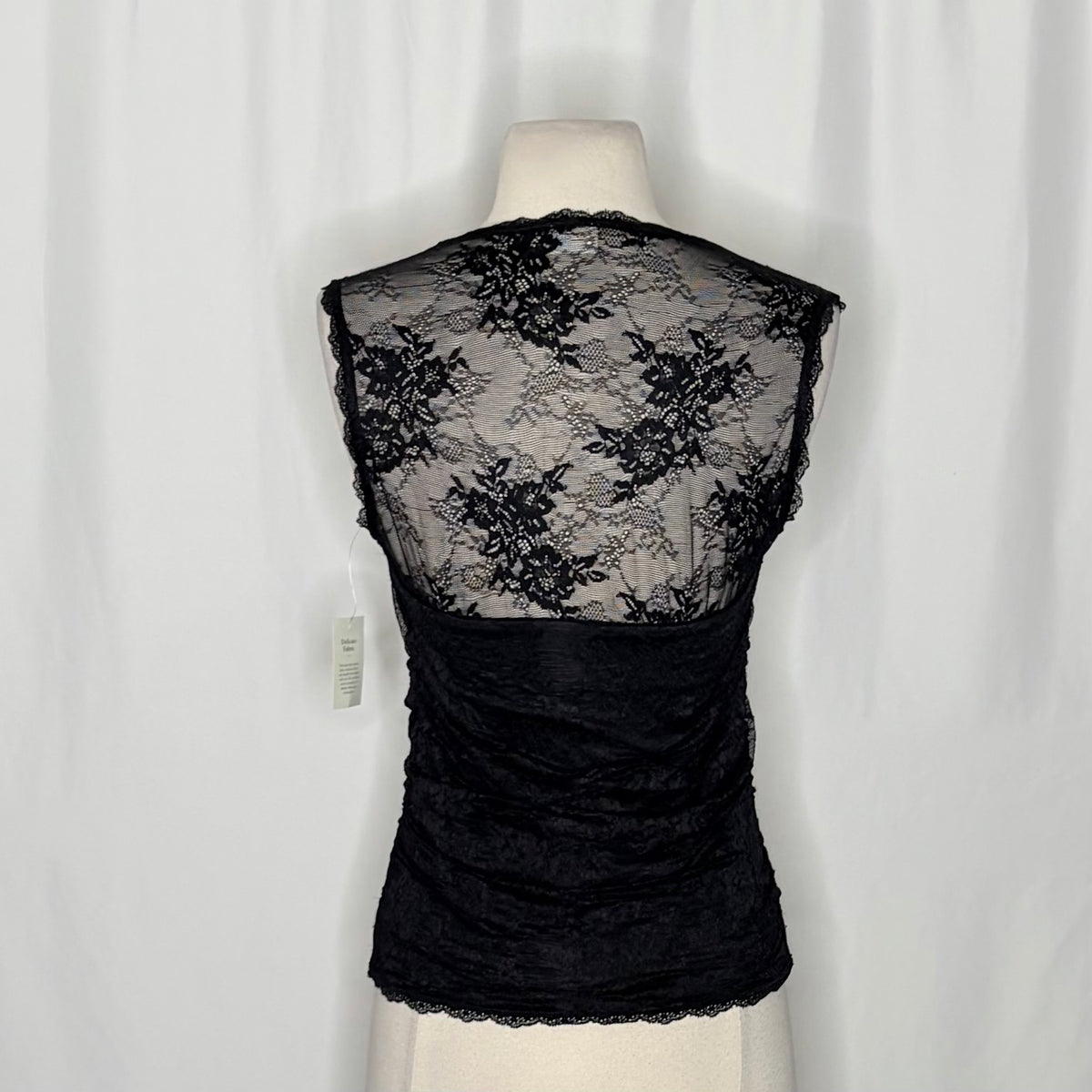 NWT!! ABERCROMBIE & FITCH Black Lace Ruched Sleeveless Top Small Whimsigoth Y2K