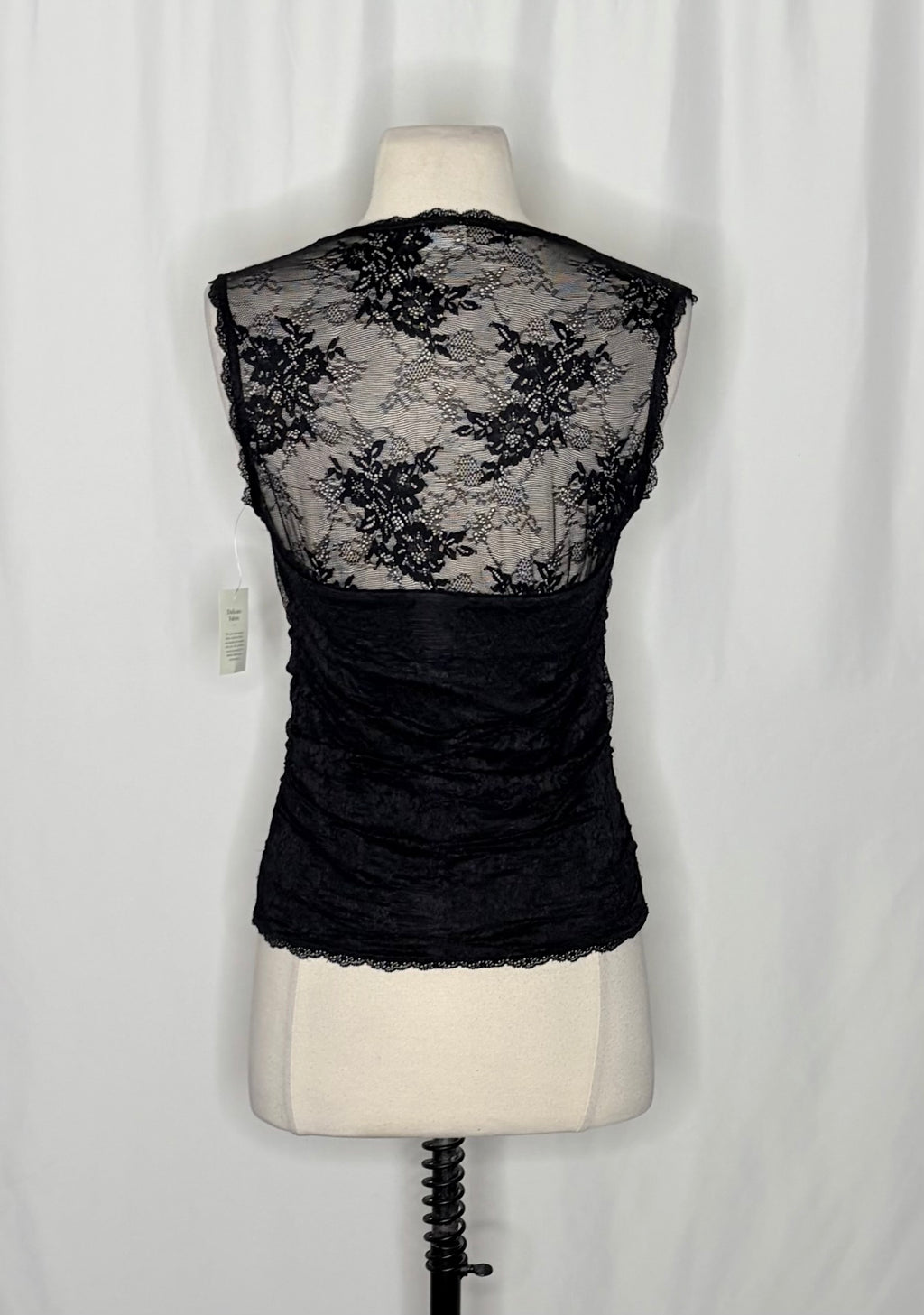 NWT!! ABERCROMBIE & FITCH Black Lace Ruched Sleeveless Top Small Whimsigoth Y2K