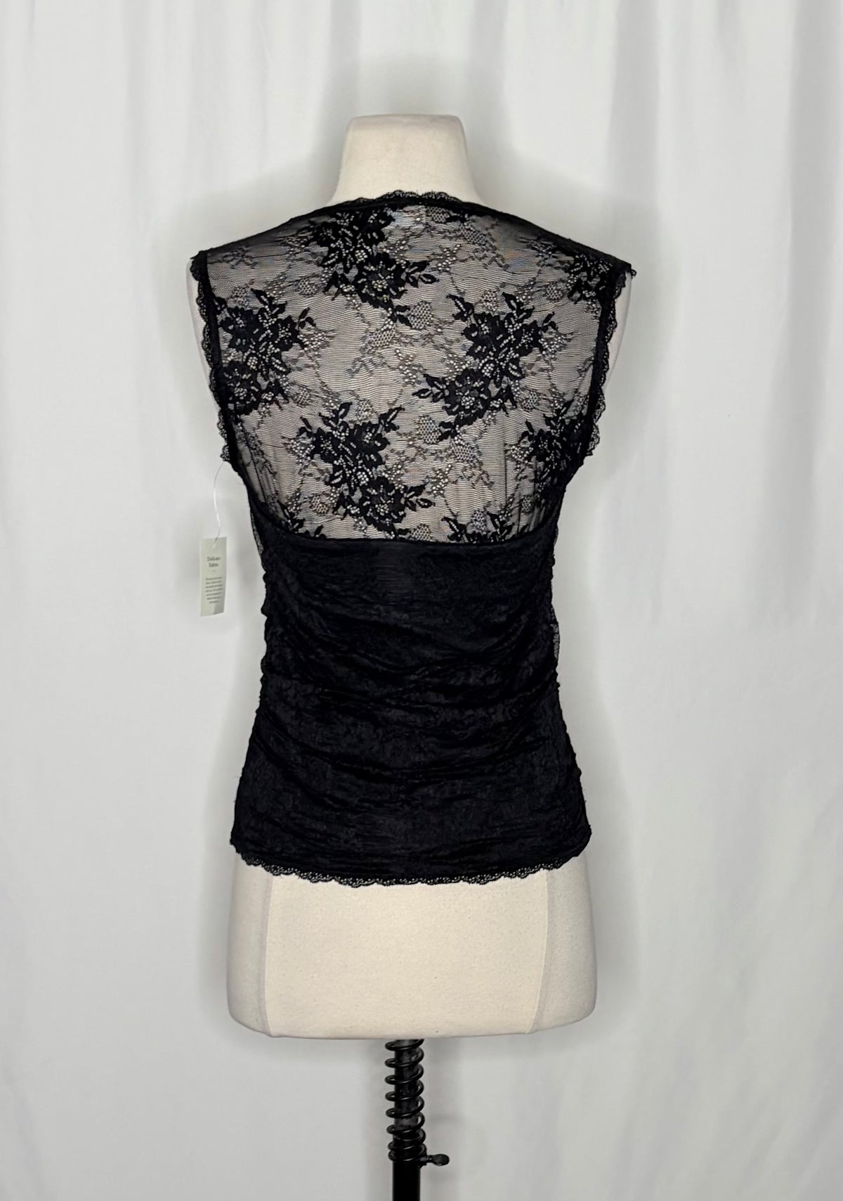NWT!! ABERCROMBIE & FITCH Black Lace Ruched Sleeveless Top Small Whimsigoth Y2K