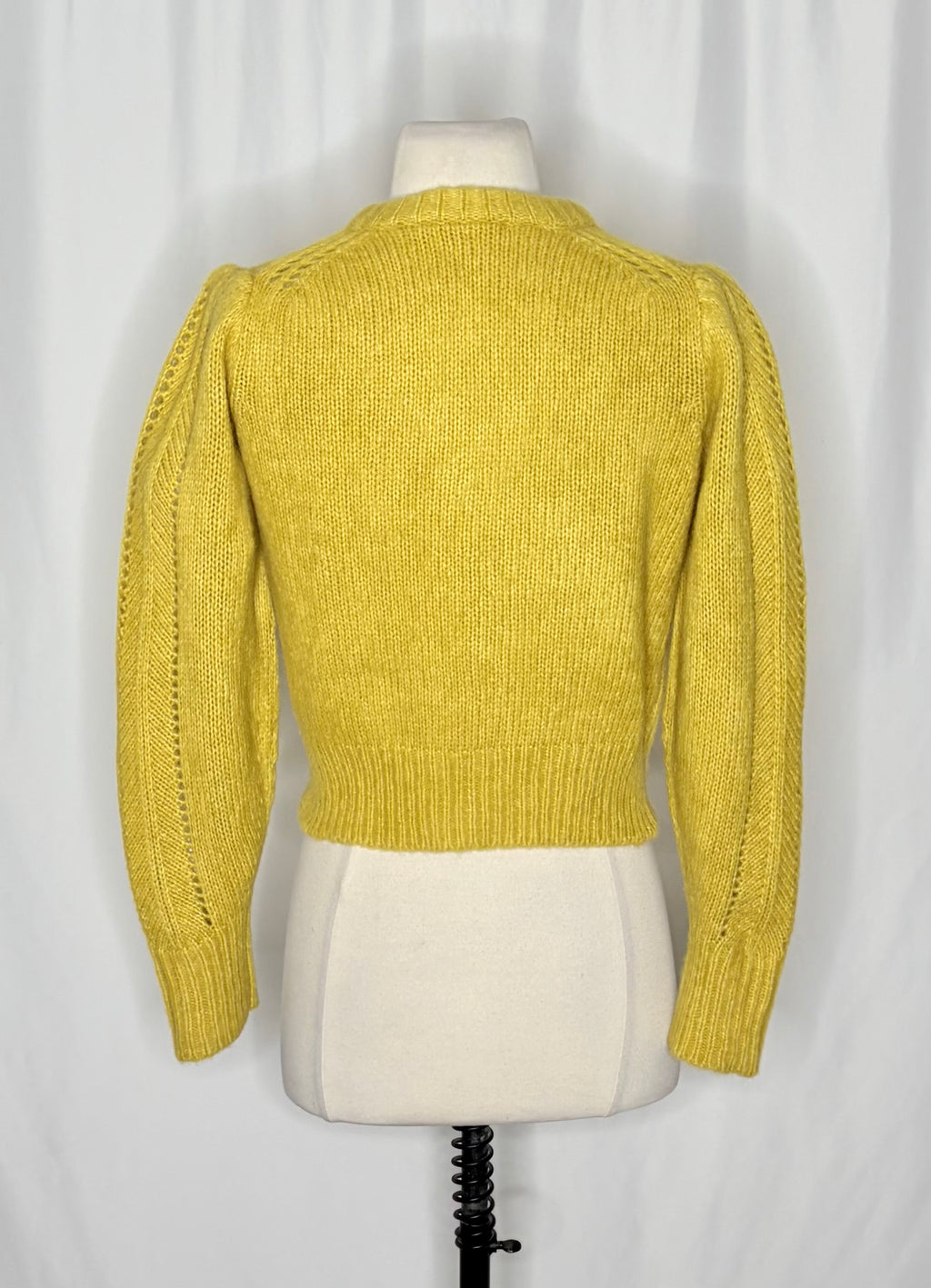EVERLANE Pointelle Cardigan Cloud Merino Wool Alpaca Puff Sleeve Yellow X-Small