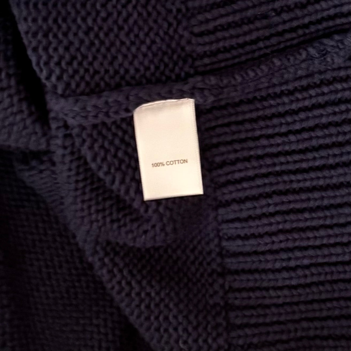CAROLINE CONSTAS Navy Blue Cotton Cropped Cardigan Sweater Quiet Luxury Medium