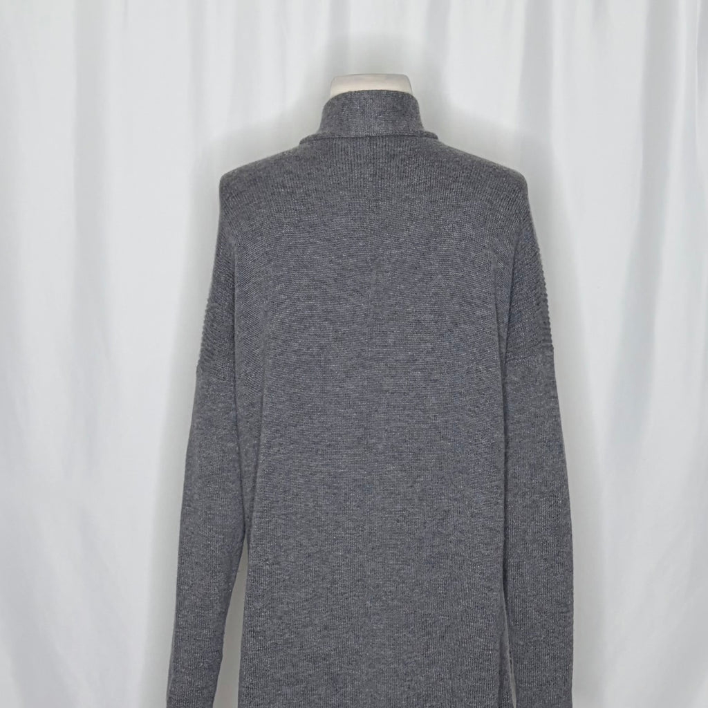 ATHLETA Spirit Wool Cashmere Wrap Cardigan Gray Longline Duster Pockets Small