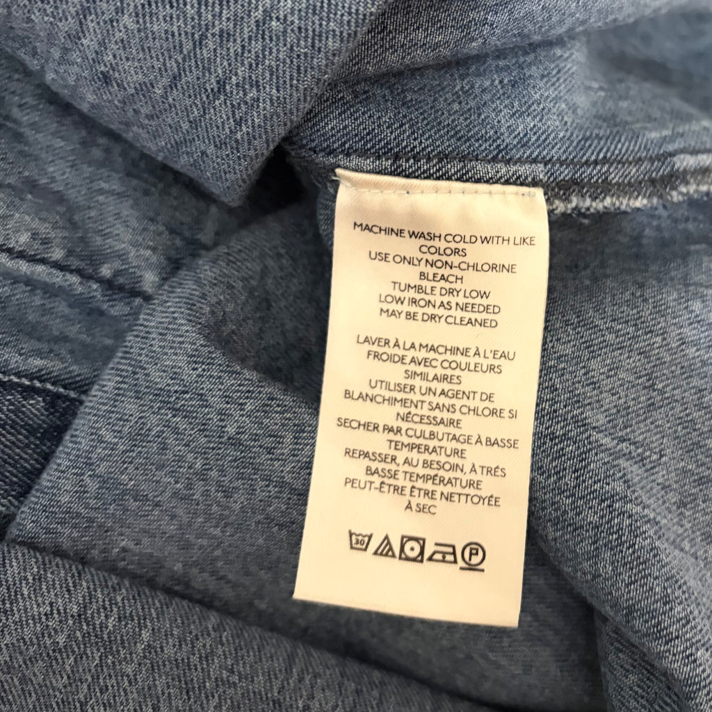 Anthropologie PILCRO Dannie Classic Denim Shirt Western Snap Puff Sleeve XXS