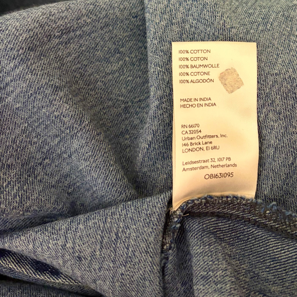 Anthropologie PILCRO Dannie Classic Denim Shirt Western Snap Puff Sleeve XXS