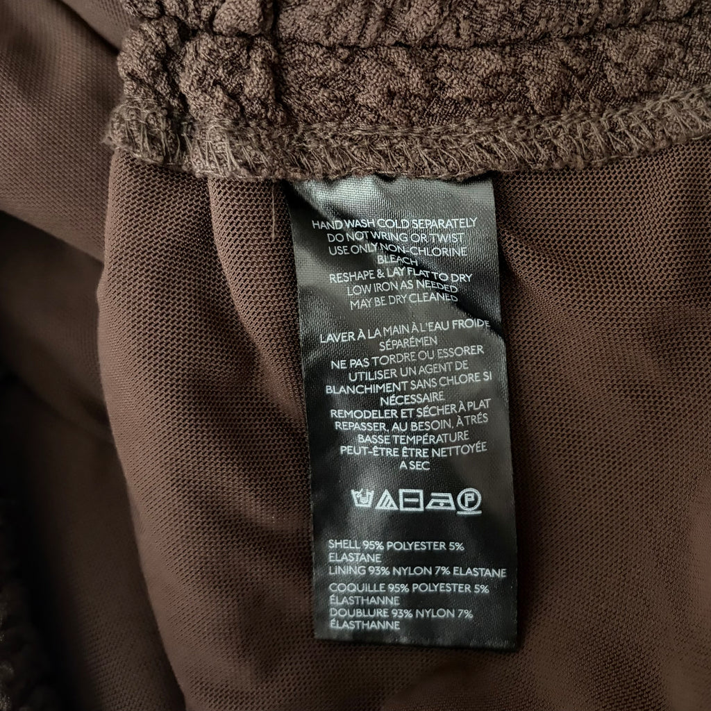 NWT!! ANTHROPOLOGIE Maya Ruched Cowl Neck Textured Midi Dress Chocolate Large