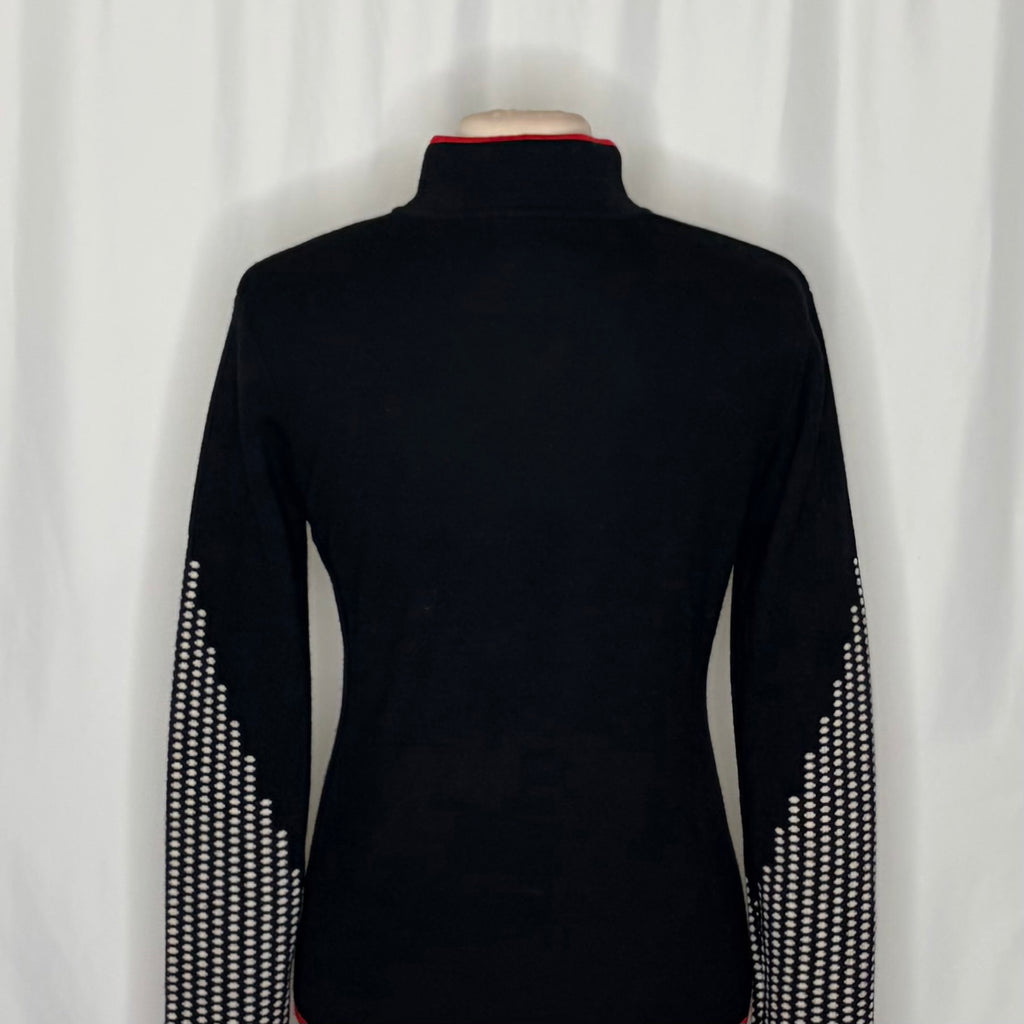 NEVE 100% Wool Quarter Zip Ski Sweater Black Red Nordic Après Size Medium