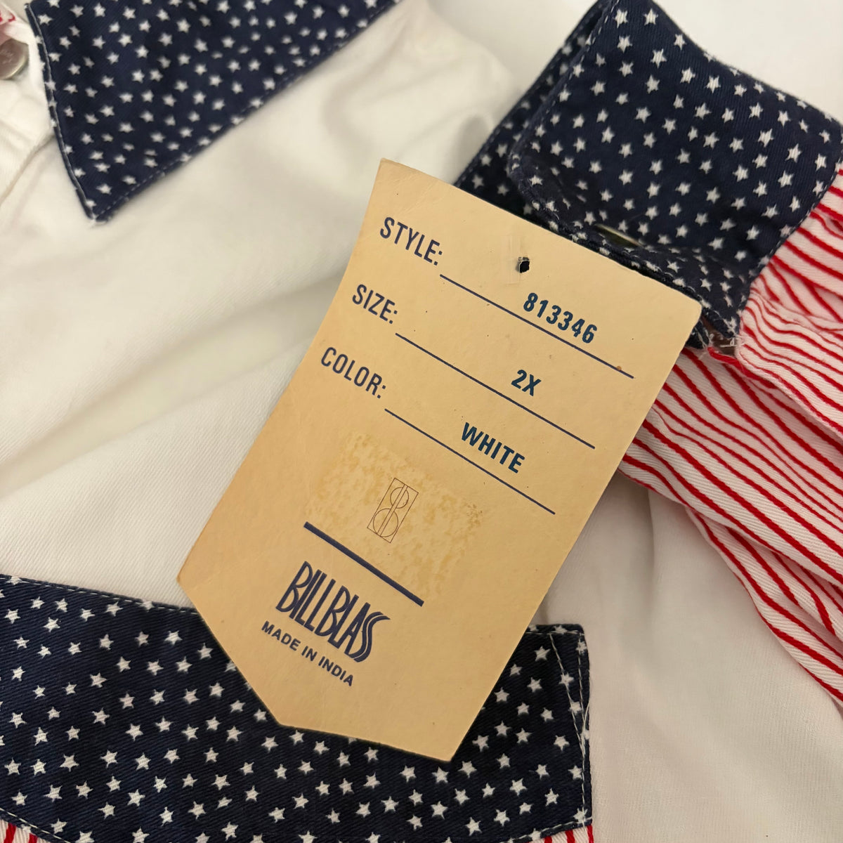 NWT!! Vintage BILL BLASS Woman Stars Stripes Patchwork Button Down Shirt  2X