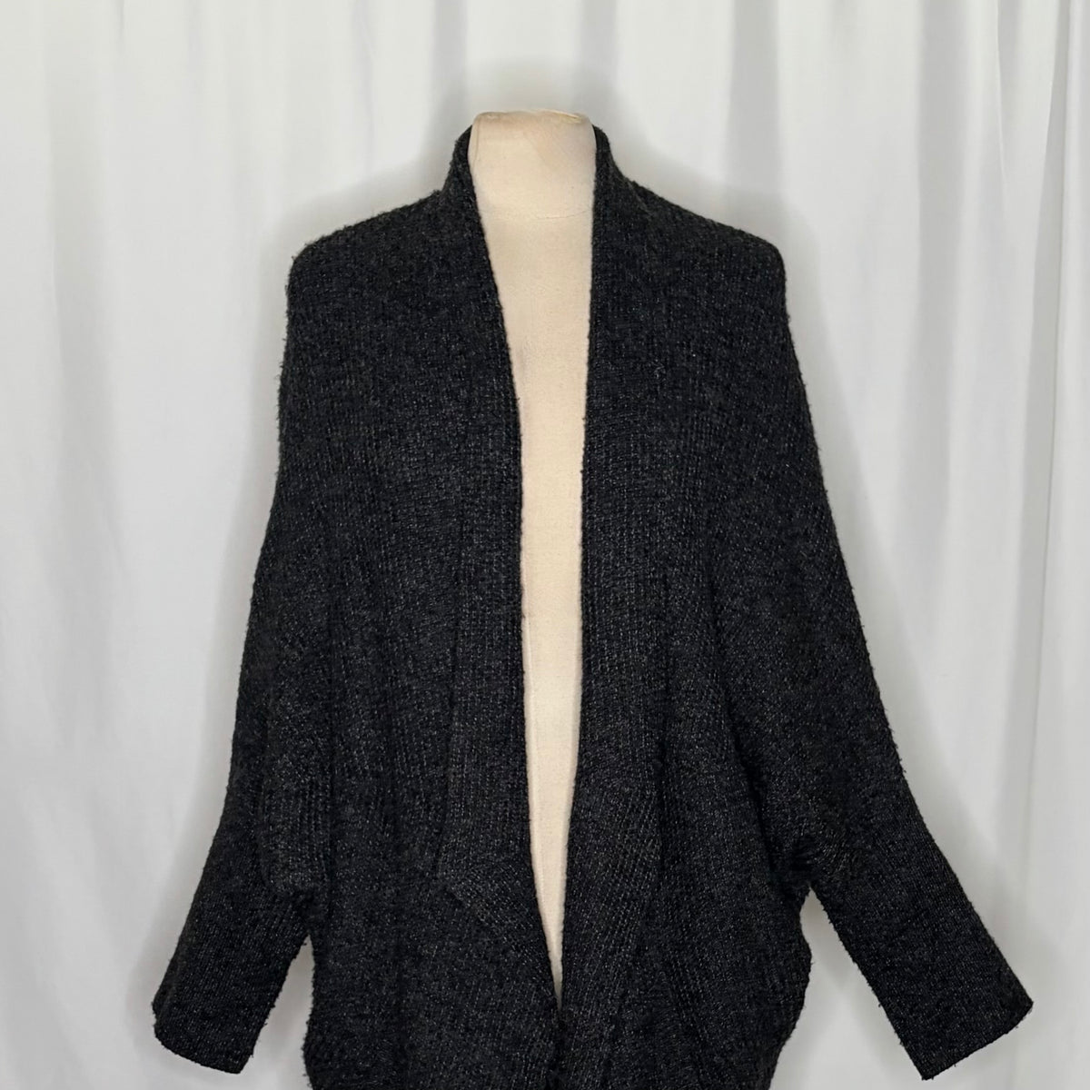 Anthropologie SLEEPING ON SNOW Primula Cocoon Cardigan Charcoal Gray Wool Large