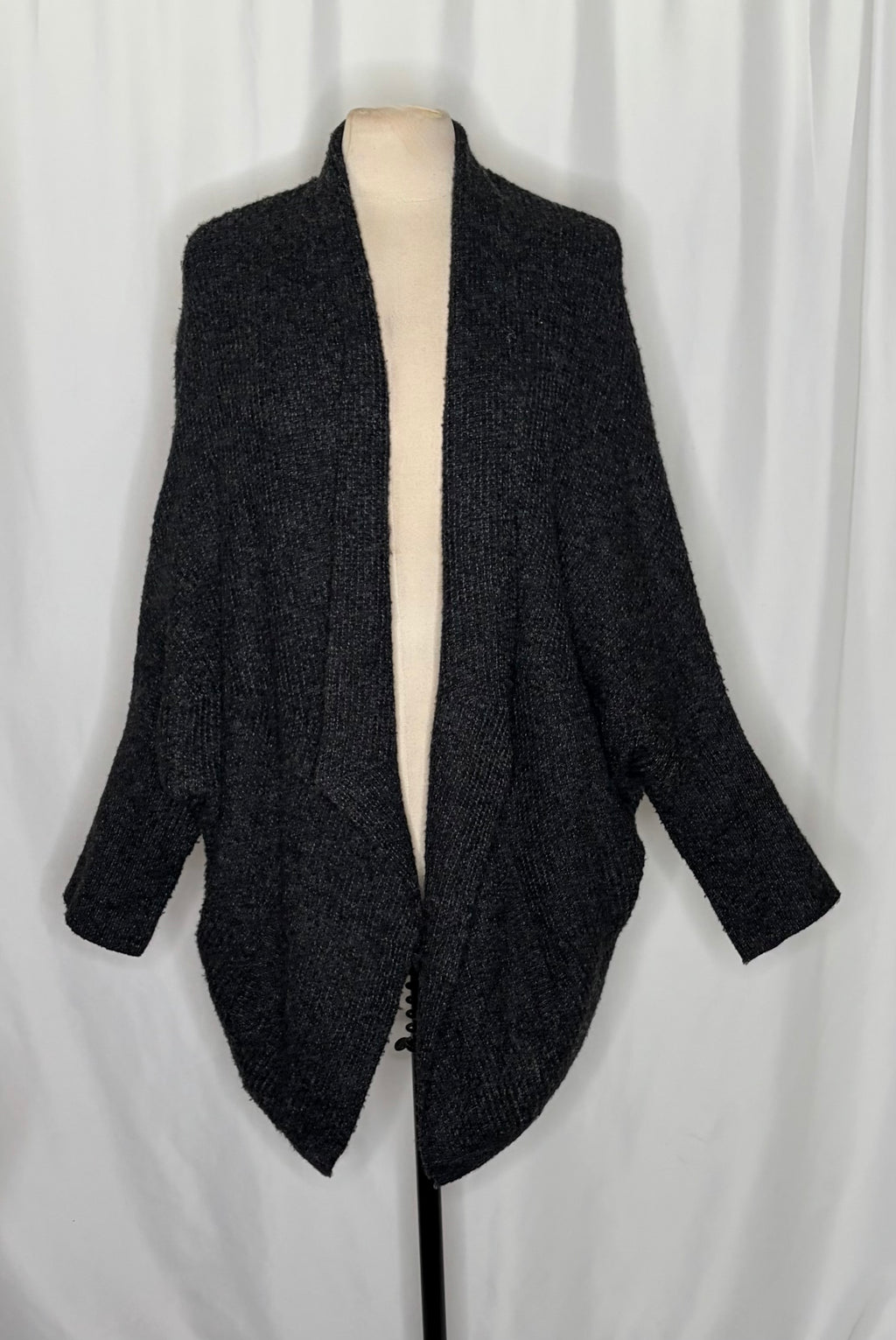 Anthropologie SLEEPING ON SNOW Primula Cocoon Cardigan Charcoal Gray Wool Large
