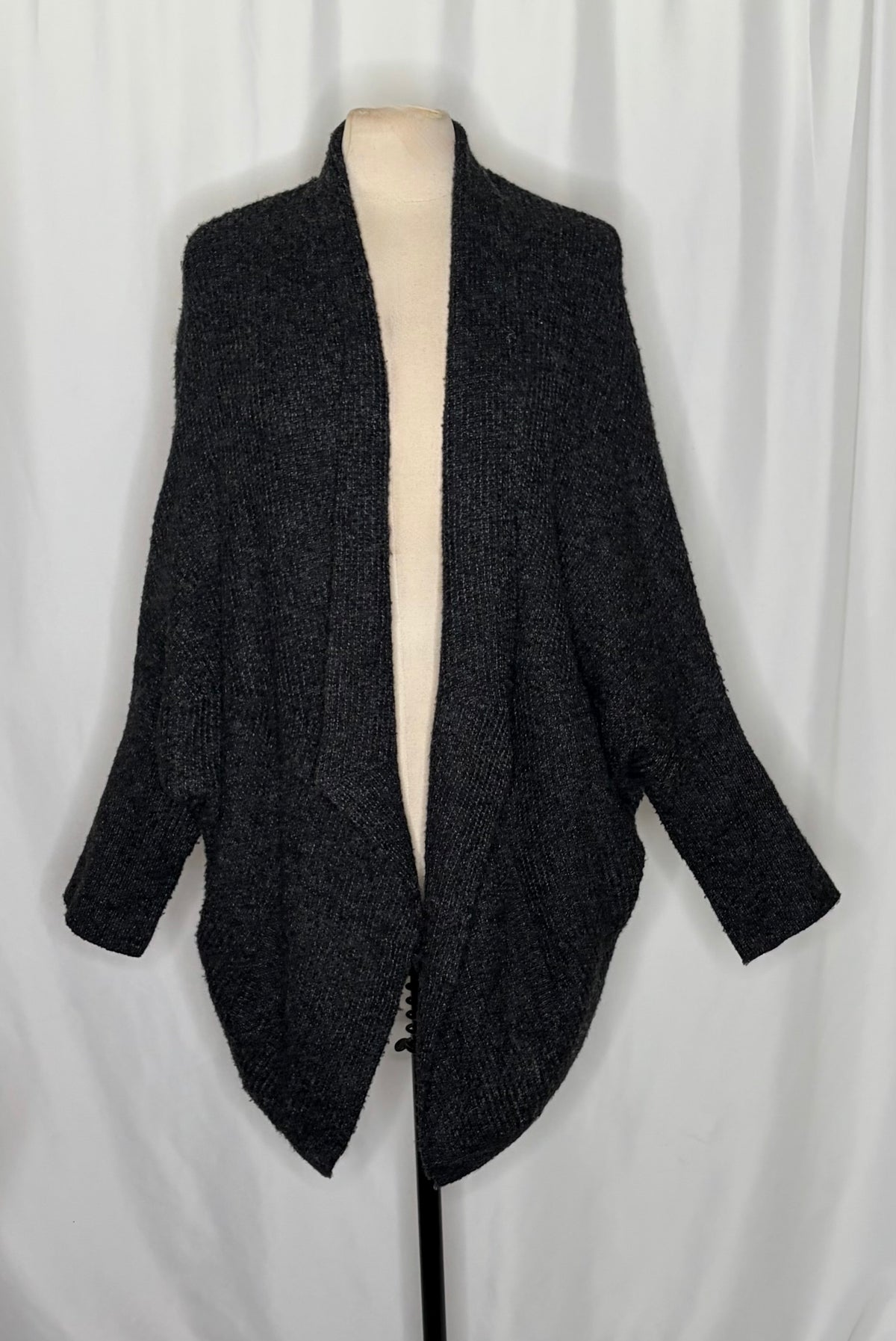 Anthropologie SLEEPING ON SNOW Primula Cocoon Cardigan Charcoal Gray Wool Large