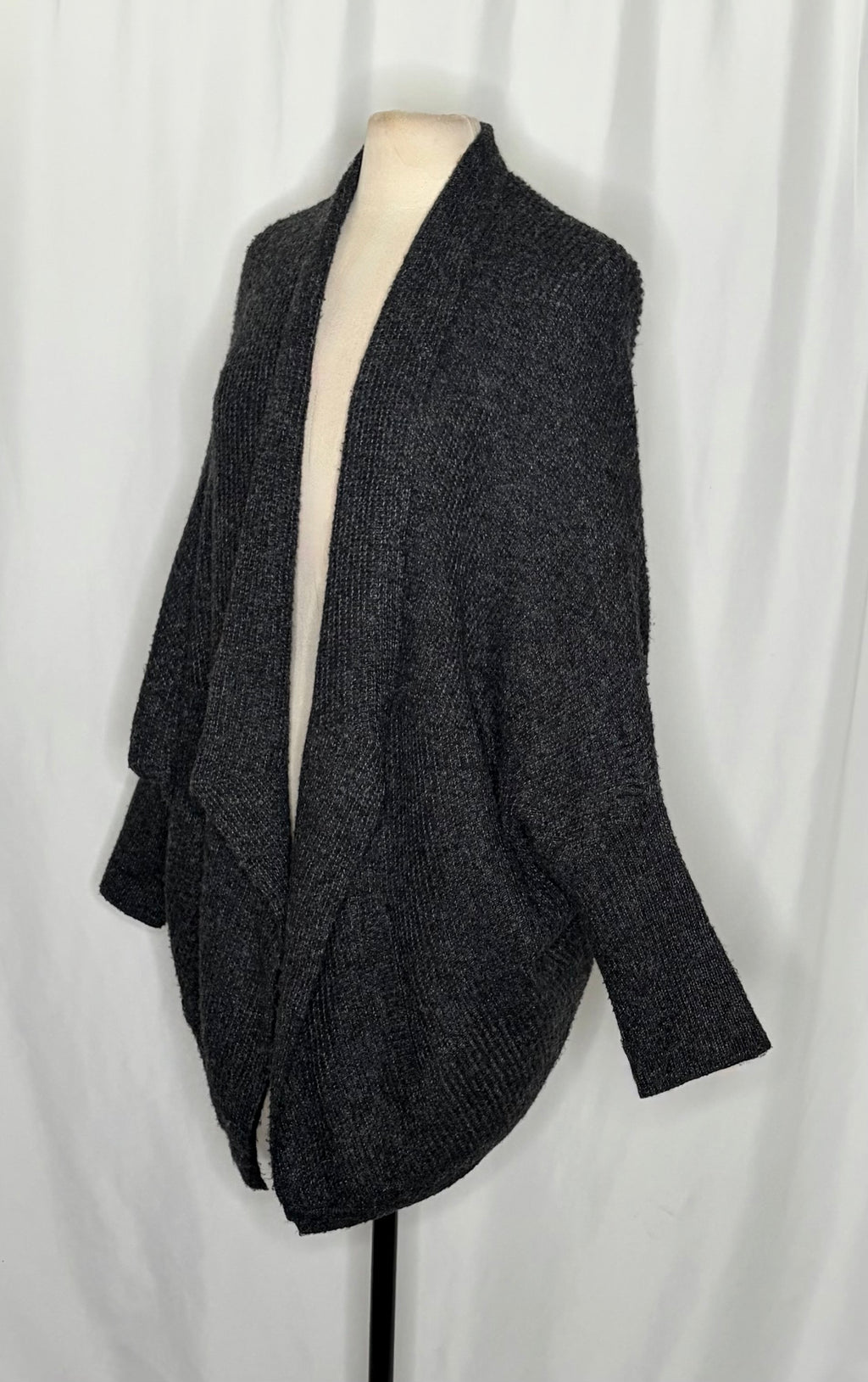 Anthropologie SLEEPING ON SNOW Primula Cocoon Cardigan Charcoal Gray Wool Large