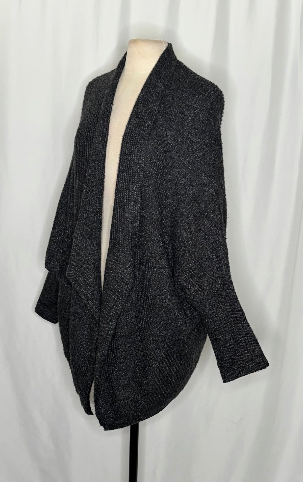 Anthropologie SLEEPING ON SNOW Primula Cocoon Cardigan Charcoal Gray Wool Large