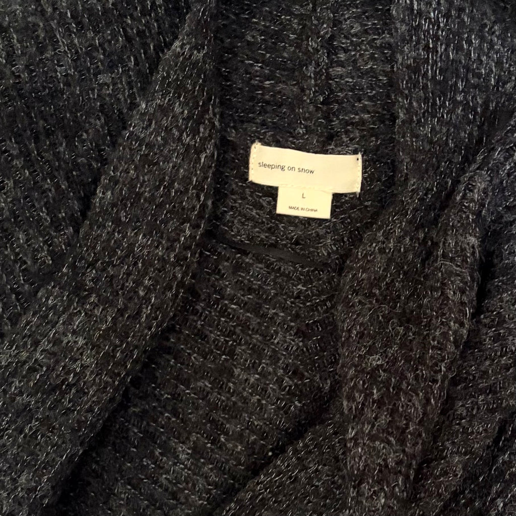 Anthropologie SLEEPING ON SNOW Primula Cocoon Cardigan Charcoal Gray Wool Large