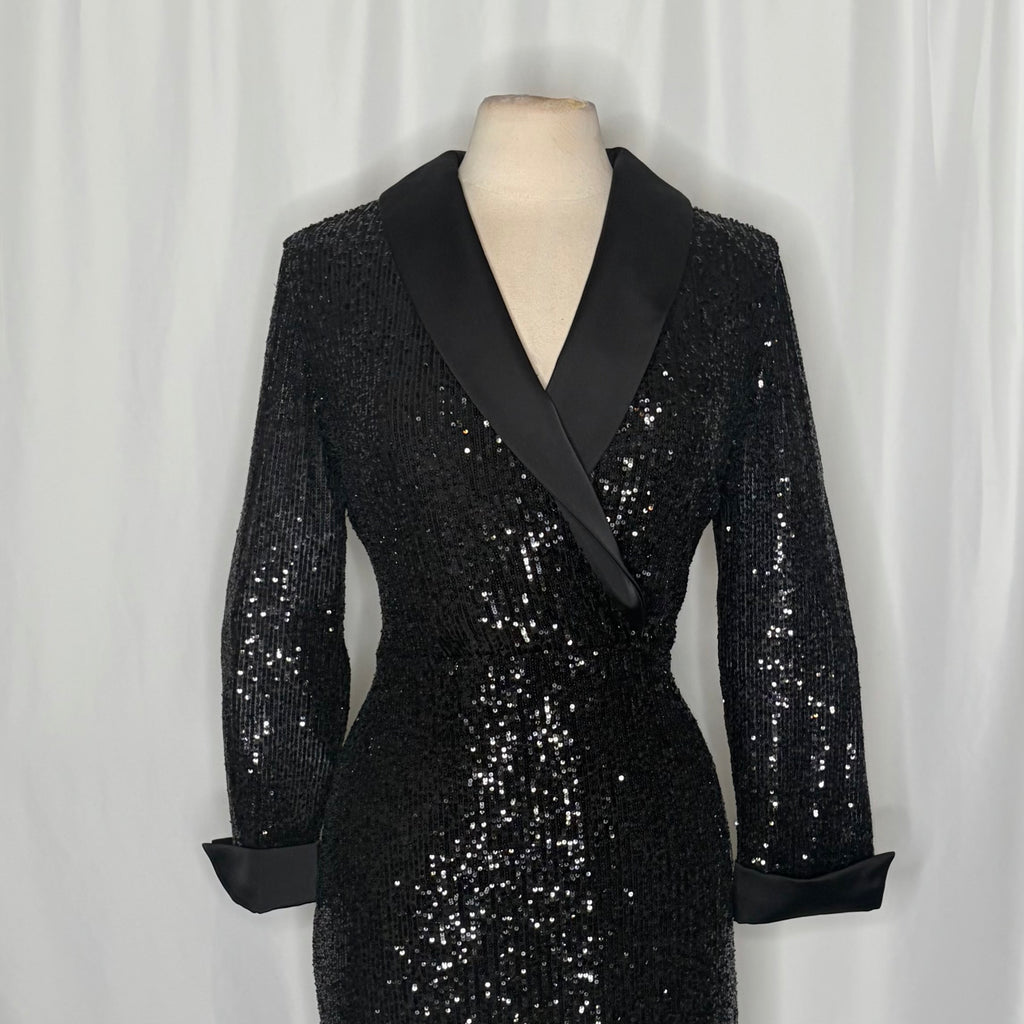 Joseph Ribkoff Signature Sequin Tuxedo Dress Size 10