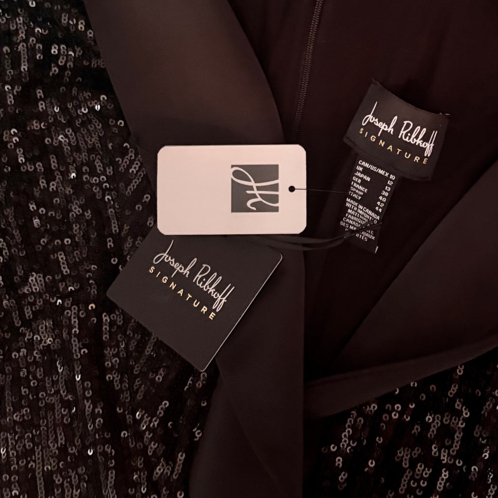 Joseph Ribkoff Signature Sequin Tuxedo Dress Size 10