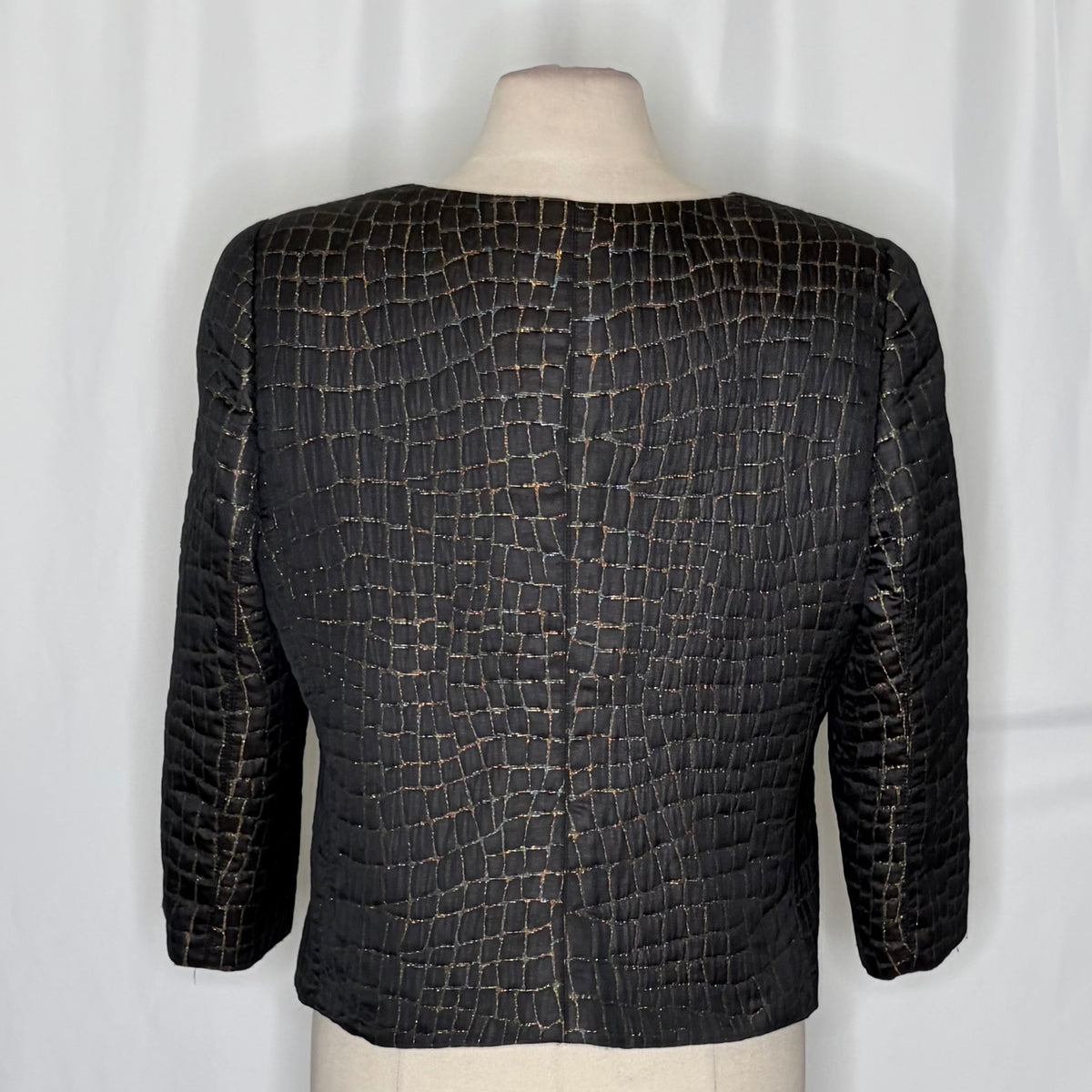 Armani Collezioni Metallic Collarless Jacket IT 50 NWOT